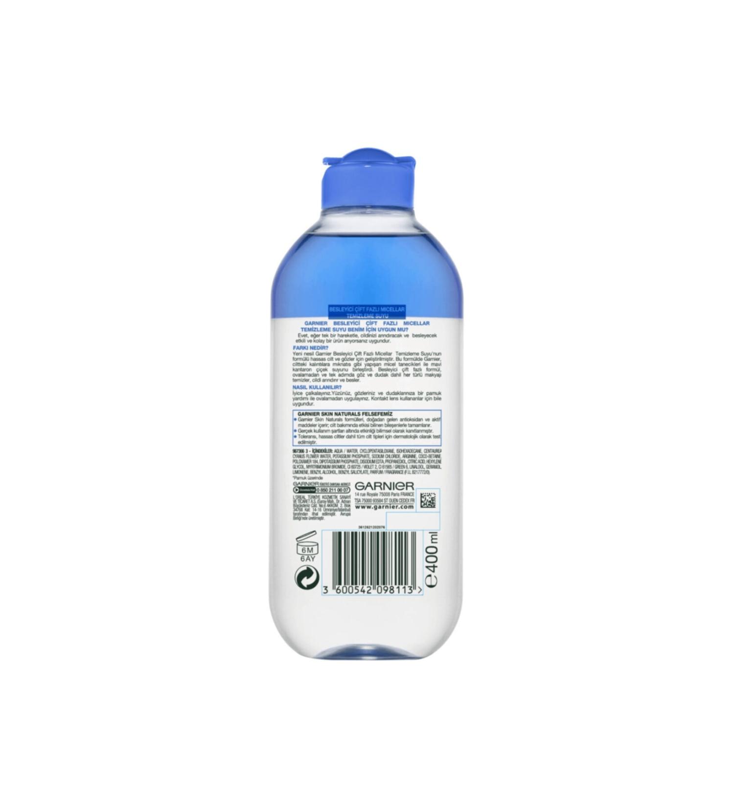 Garnier Nourishing Dual Phase Micellar Make-Up Remover Water 400 Ml - Buy Online on GoSupps.com
