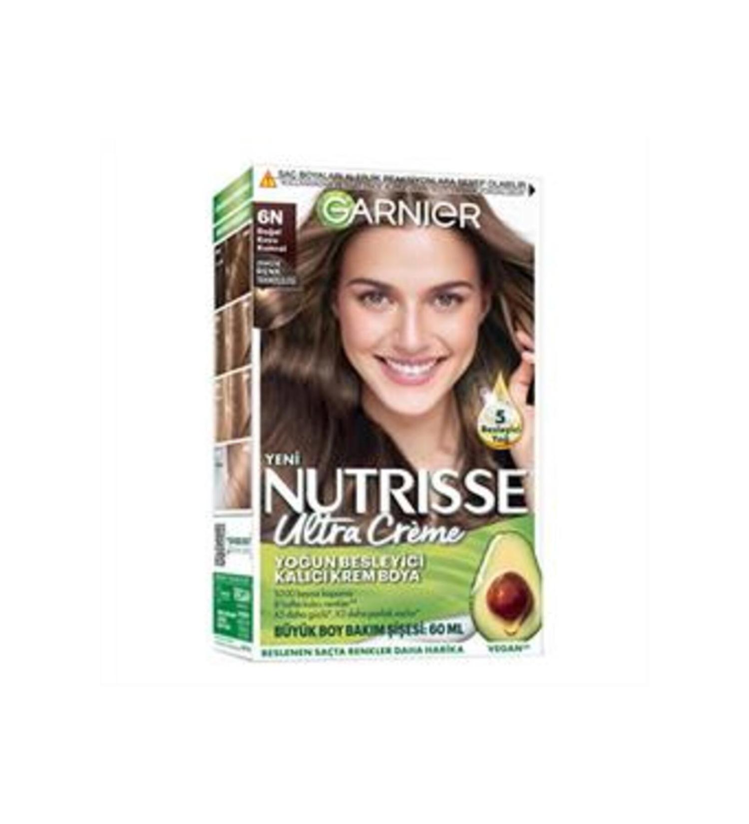 Garnier Nutrisse Intensive Nourishing Permanent Cream Hair Dye 6N Natural Dark Blonde 60ml (1 PIECE)