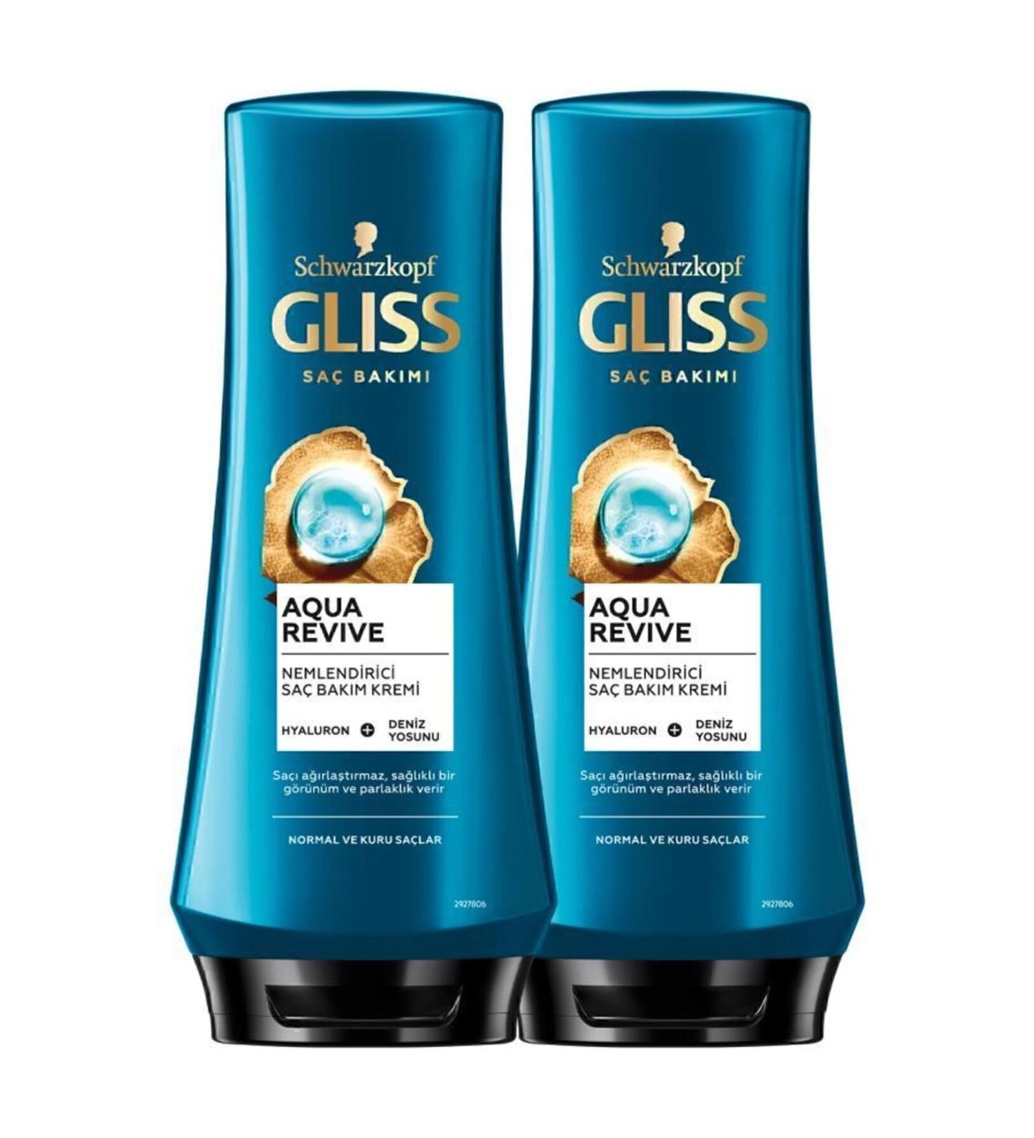 Gliss Aqua Revive Moisturizing Conditioner with Hyaluron and Seaweed 360 ml X 2 Pieces