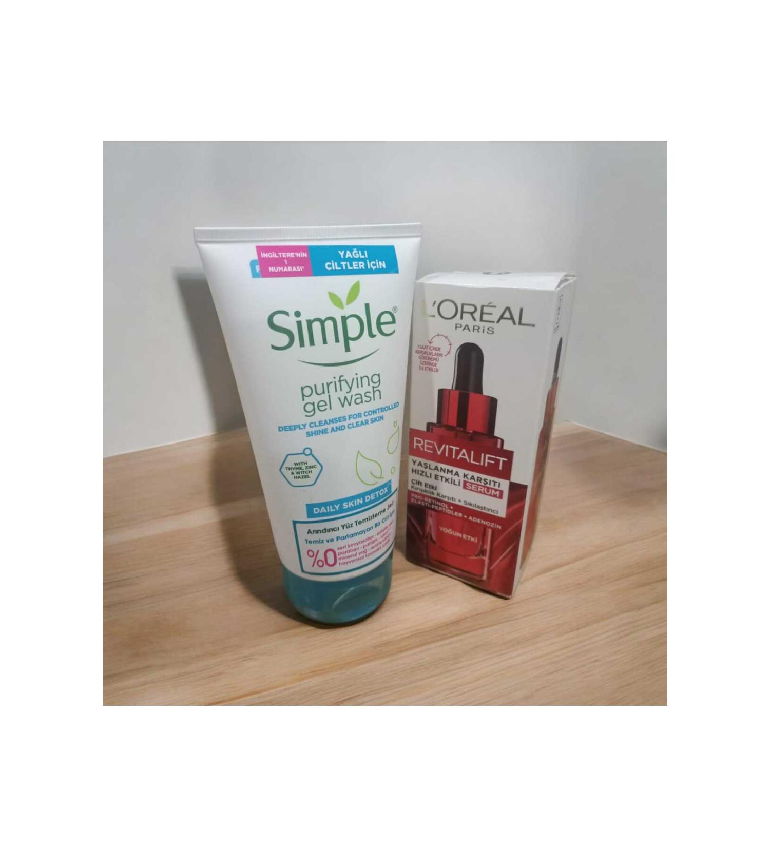 Simple Purifying face wash 150ml and anti-aging serum 30ml