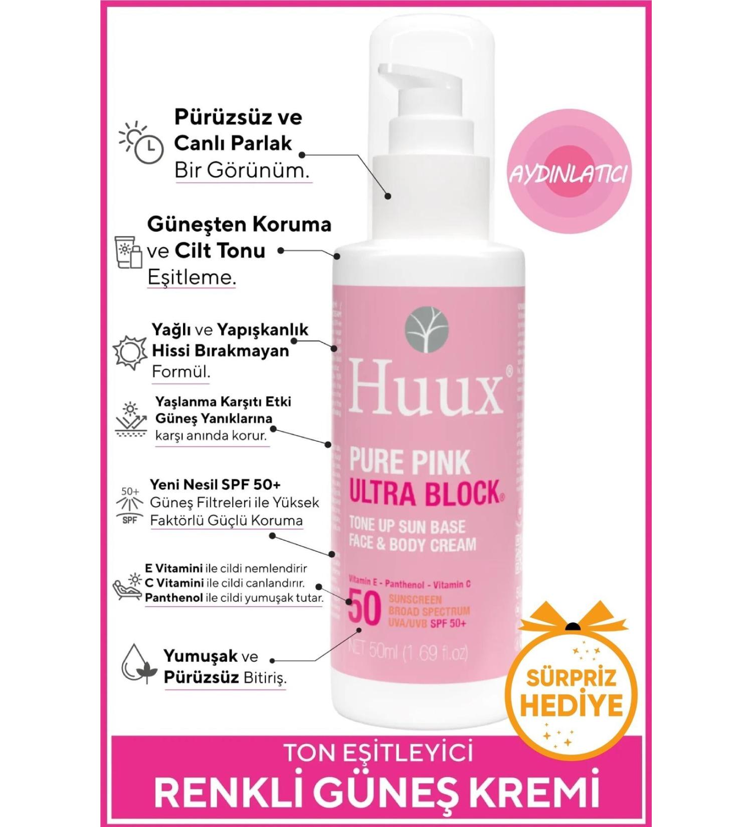 Huux Tone Equalizing Brightening Sun Cream Spf50+ & Ultra Power Block Tone Up Base Pure Pink 50 Ml - Buy Online on GoSupps.com