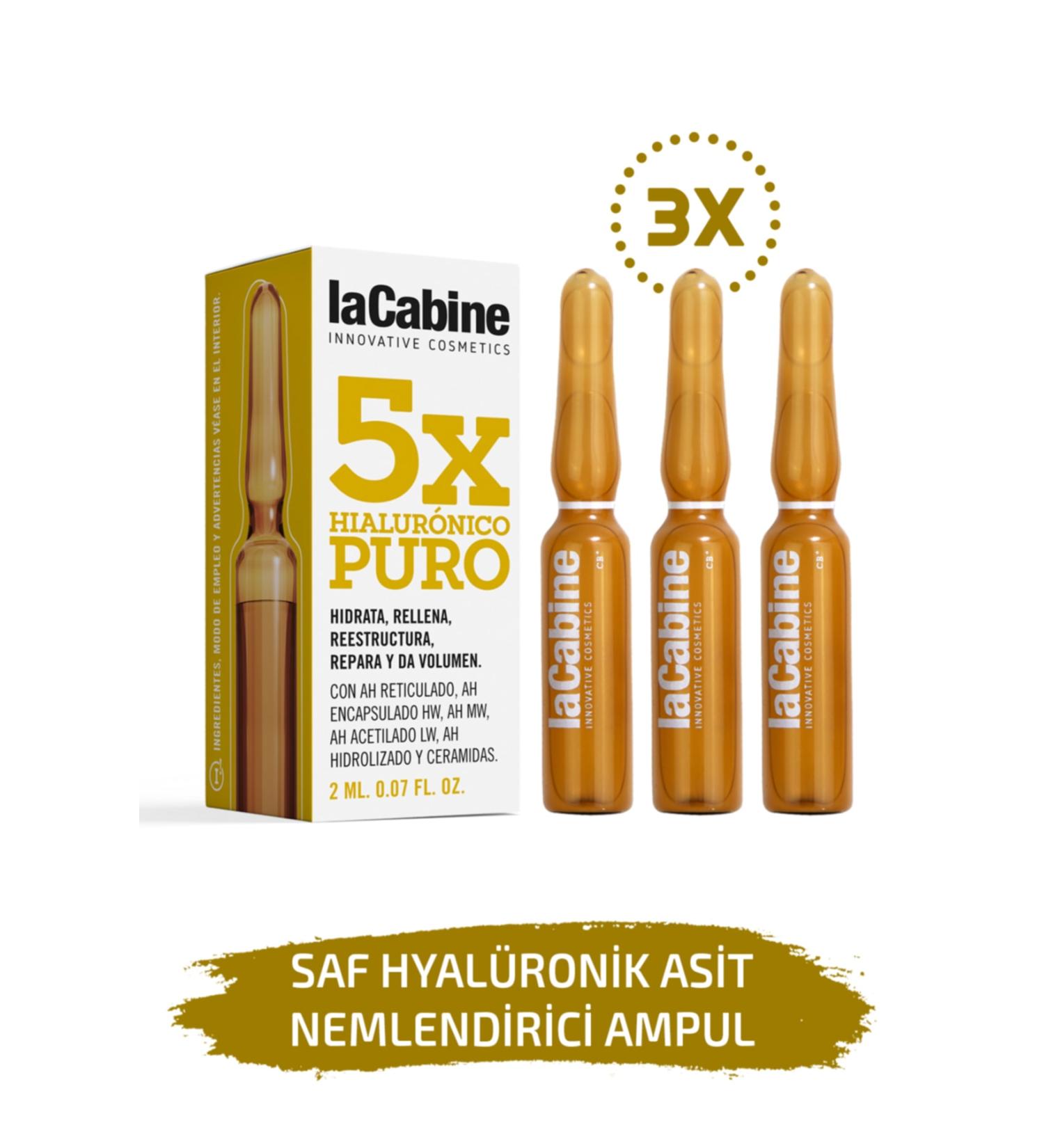 LaCabine 3 Pieces Pure Hyaluronic Acid Ampoule Moisturizing Dermaroller Dermapen Face Serum - Buy Online on GoSupps.com