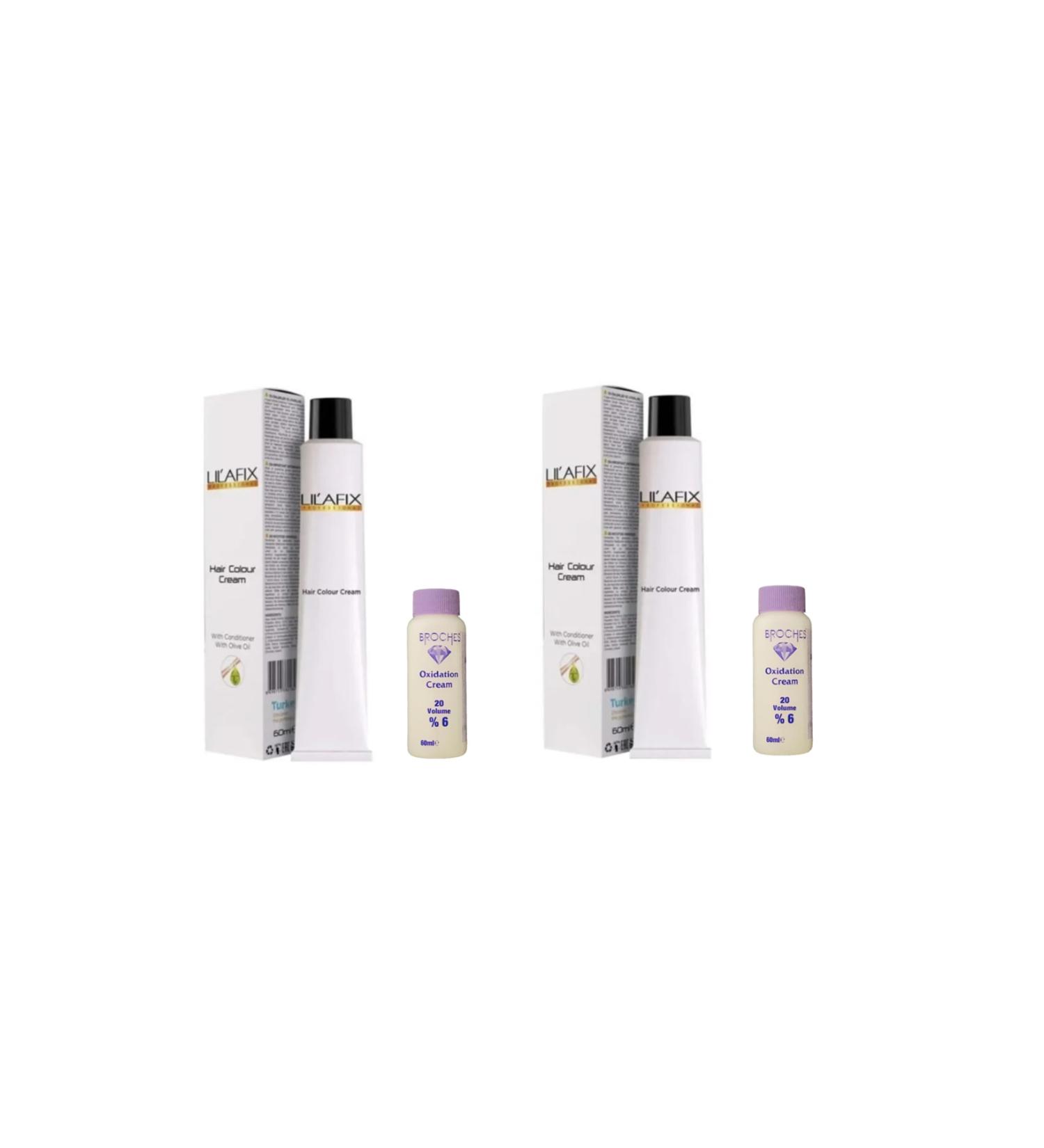 Lilafix Hair Dye 6/3 Dark Blonde Dore & Broches 20 Volume 6% Oxidant 60ml 2-Piece Set