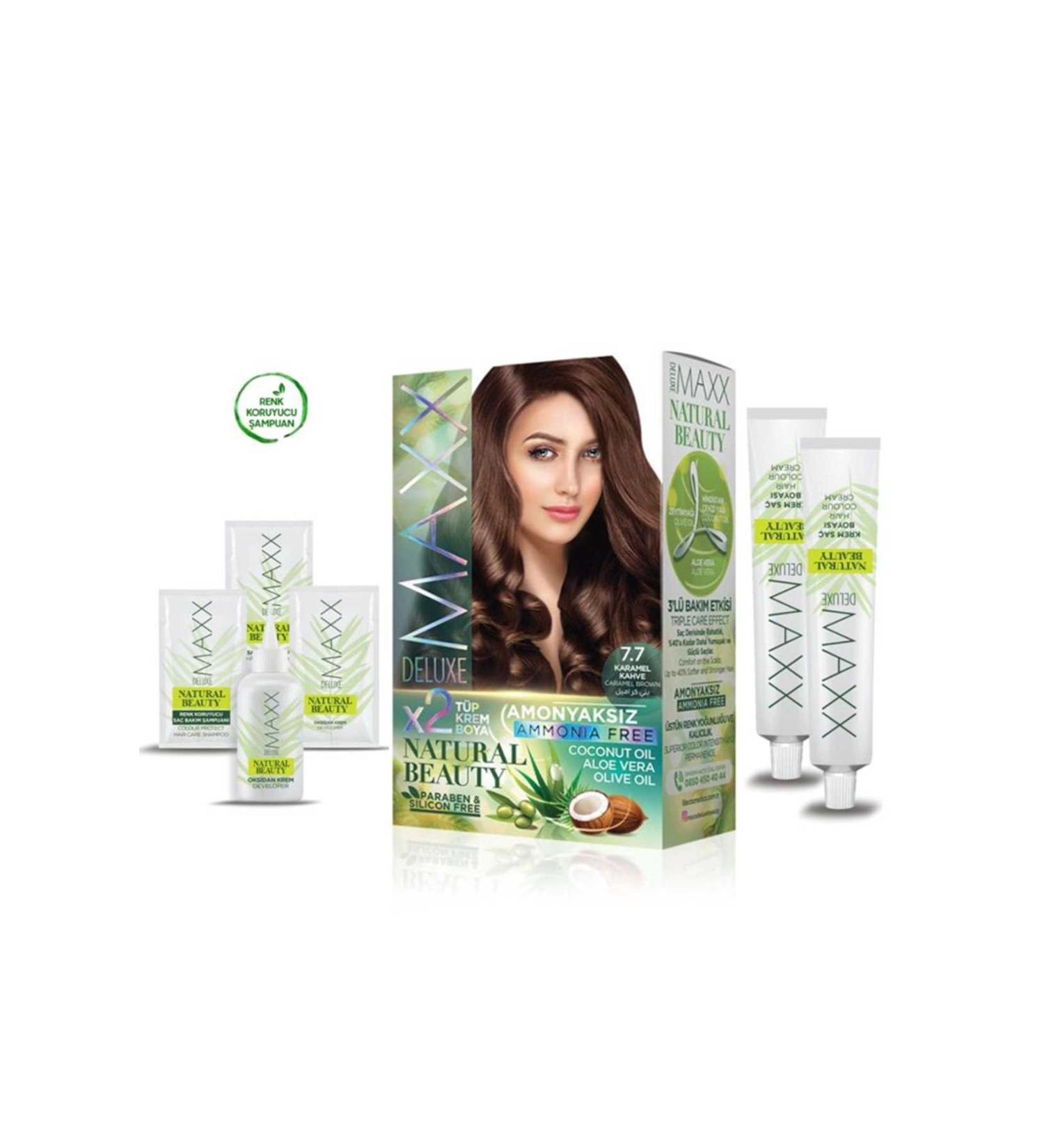Natural Beauty Ammonia-Free Hair Dye 7.7 Caramel Brown - Lisinya