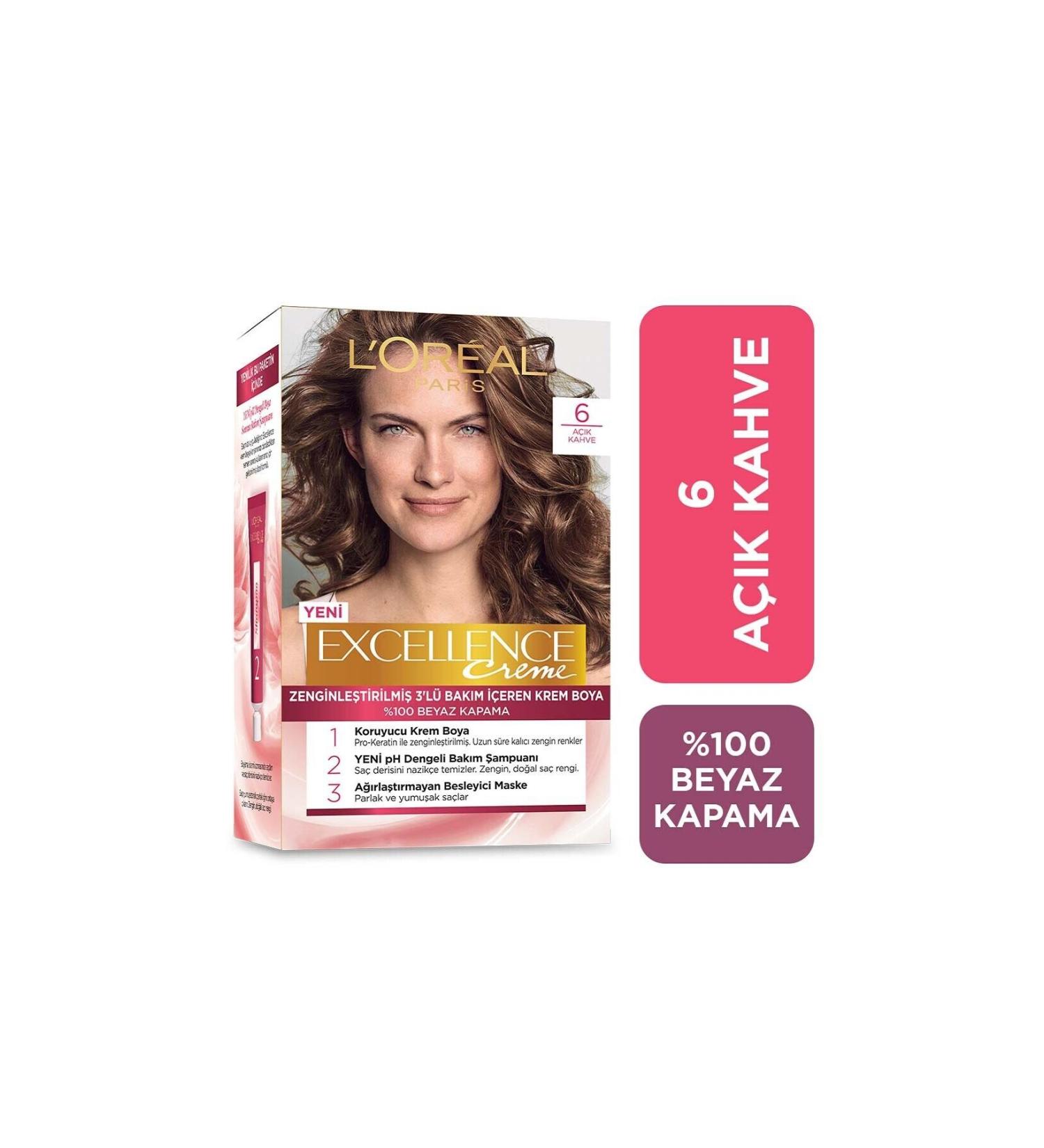 L'Oreal Paris Excellence Creme 6 Light Brown - Buy Online on GoSupps.com