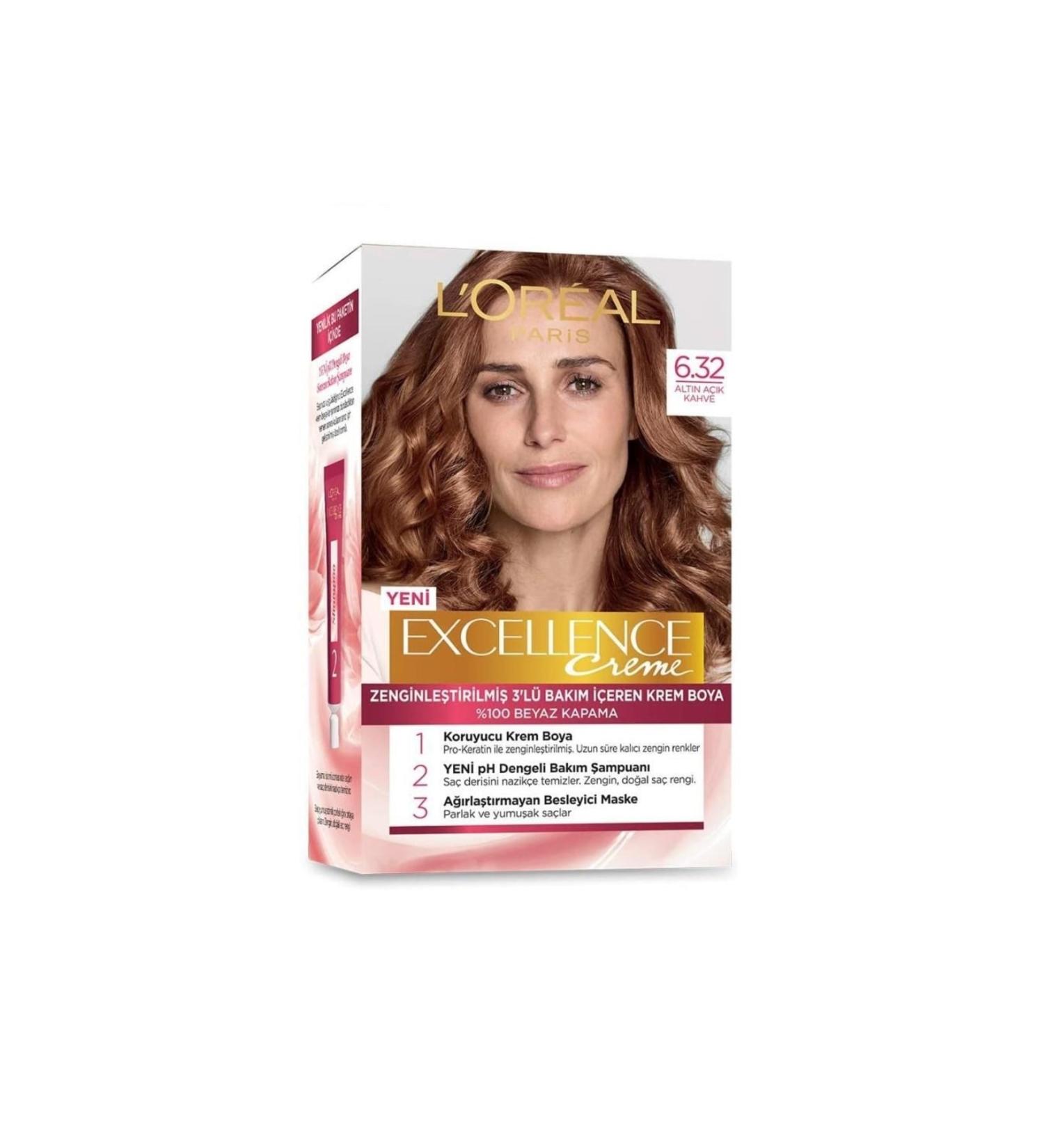 L'Oreal Paris Loreal Paris Excellence Creme Hair Dye - 6.32 Golden Light Brown