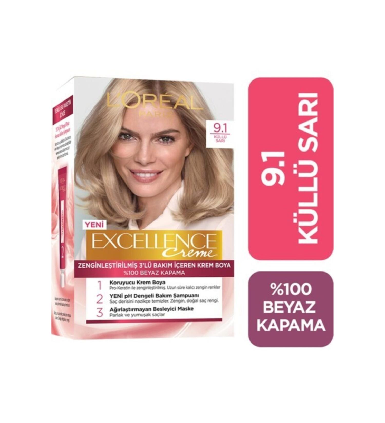 L'Oreal Paris L'or al Paris Excellence Creme Hair Dye 9.1 Blonde Ash - Buy Online on GoSupps.com