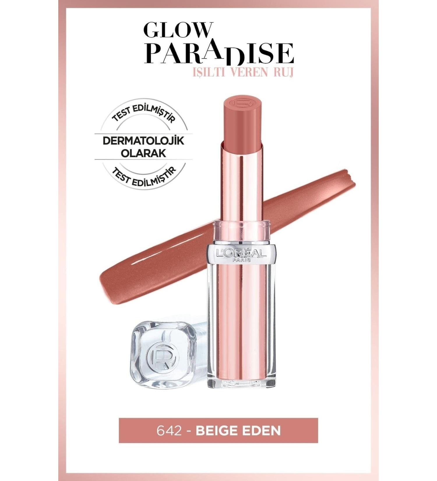 L'Oreal Paris L'or al Paris Glow Paradise Balm-in-lipstick - Shimmering Lipstick 642 Beige Eden - Buy Online on GoSupps.com