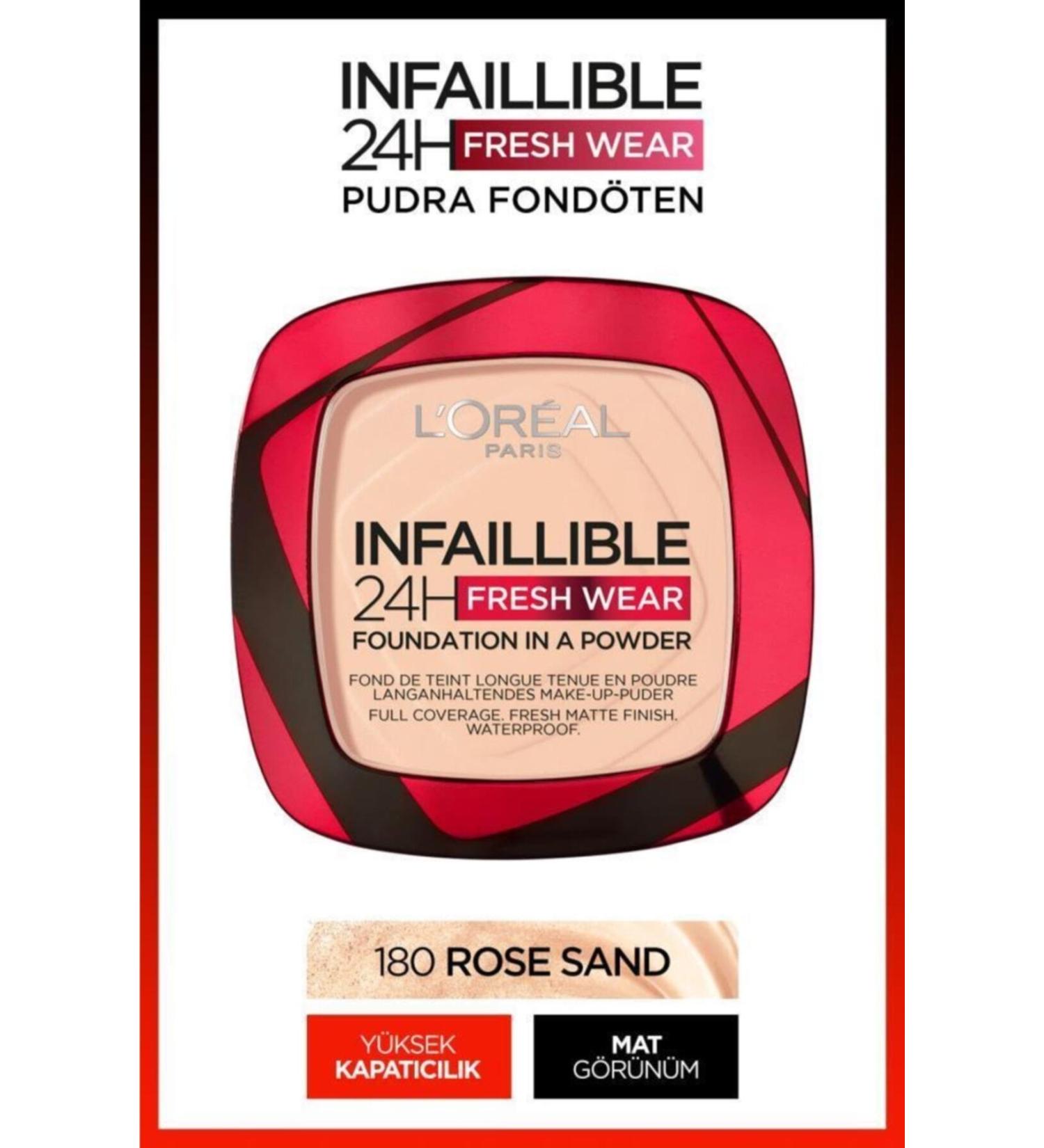 L'Oreal Paris Infaillible 24h Fresh Wear Powder Foundation 180 Rose Sand