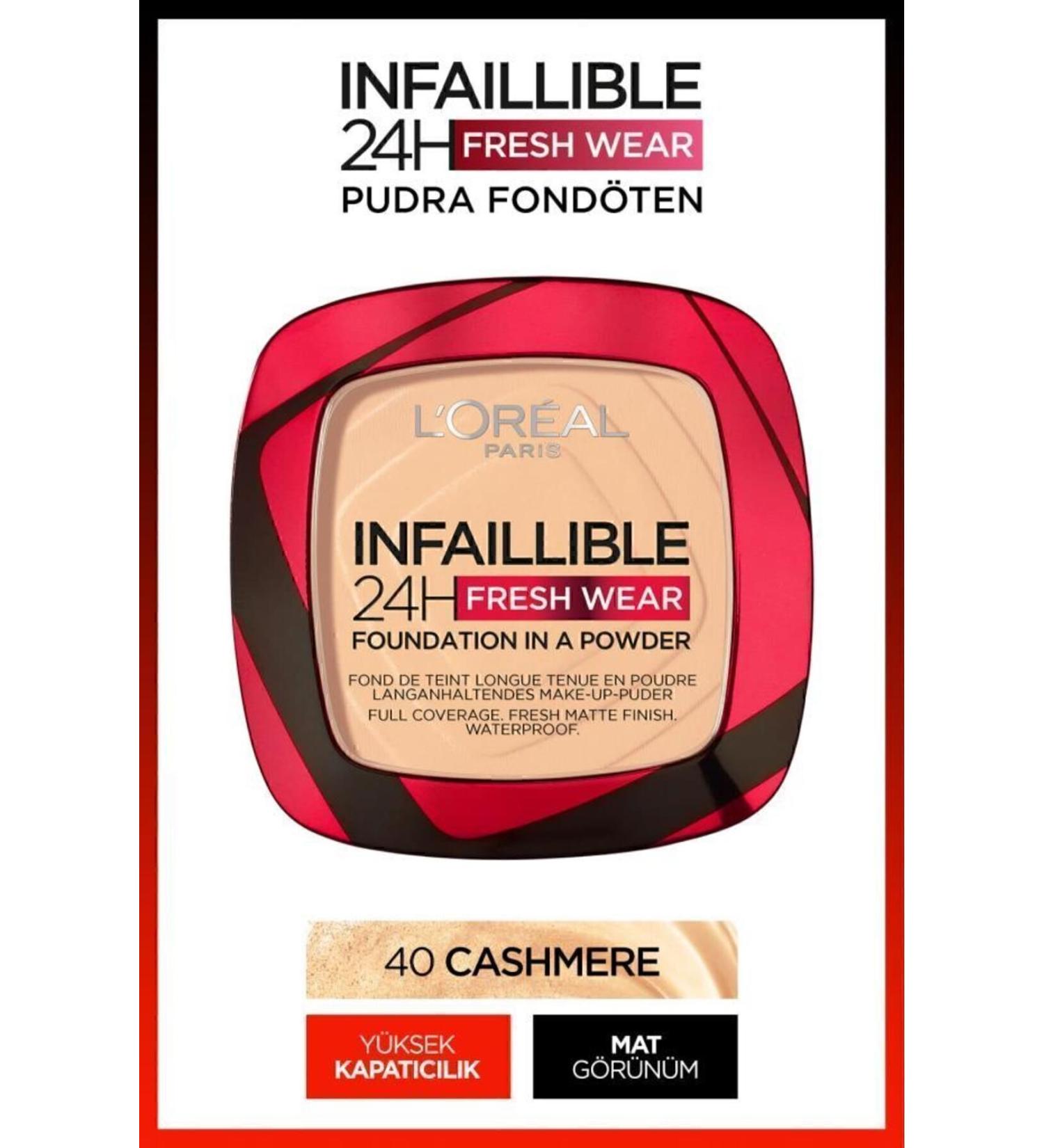 L'Oreal Paris Infaillible 24h Fresh Wear Powder Foundation 40 Cashmere - Buy Online on GoSupps.com