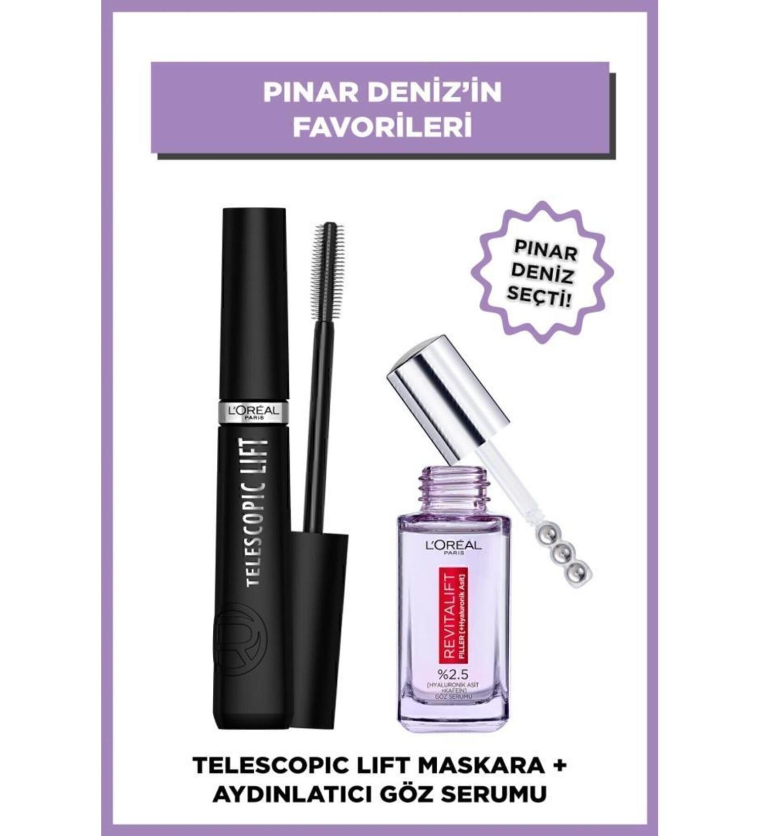 L'Oreal Paris Pinar Deniz's Favorites: Revitalift Filler Brightening Eye Serum 20ml & Telescopic Lift Mascara - Buy Online on GoSupps.com