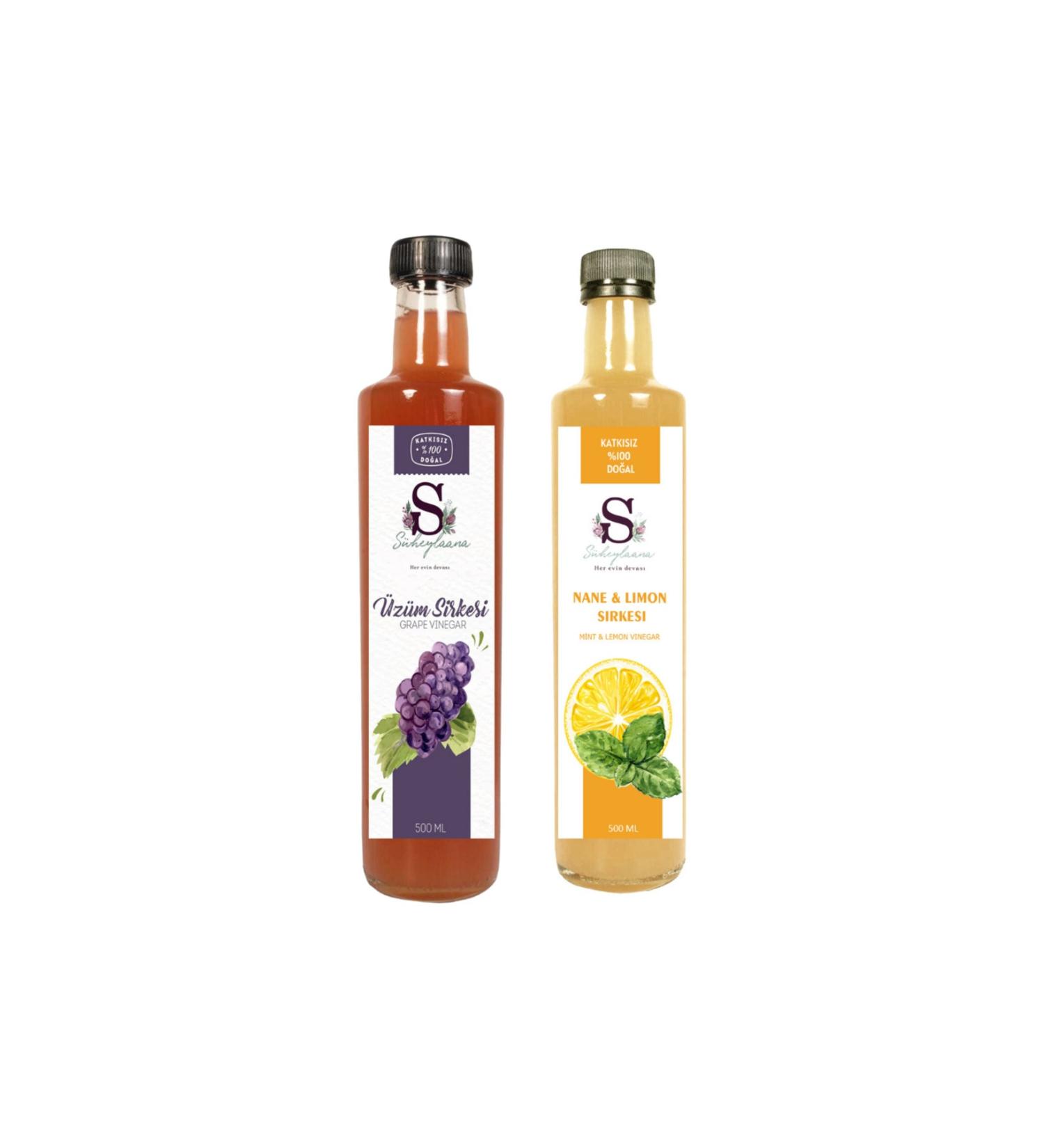S heylaana Natural Black Grape Vinegar 500 ml Natural Mint & Lemon Vinegar 500 ml