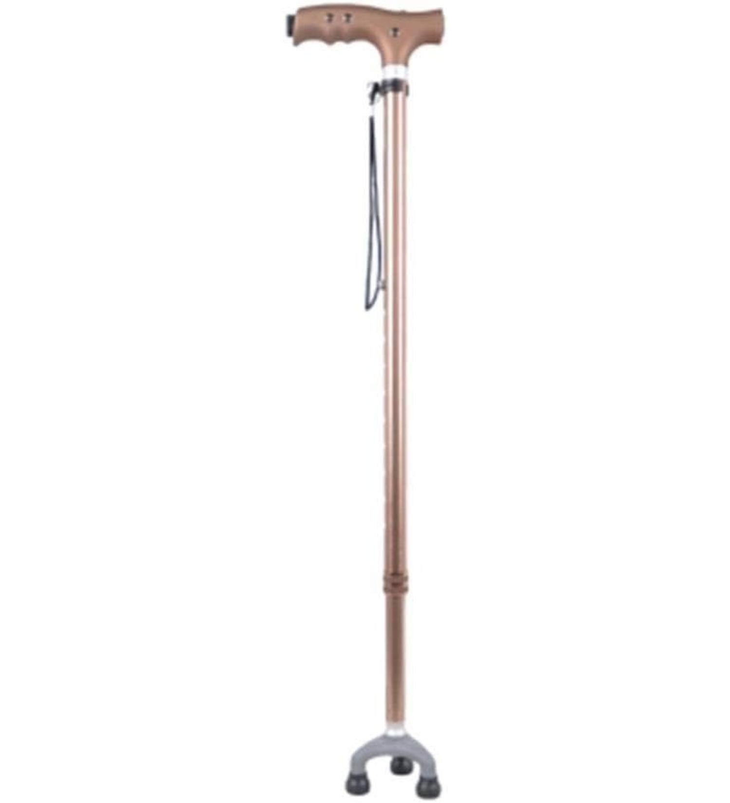Elderly Cane Support Elderly Walking Stick Sturdy Stretchable Non Slip Lightweight Height Adjustable Adjustable with 3 Foot Spacing and Light Brown Crutch Practical Independence - Buy Online on GoSupps.com