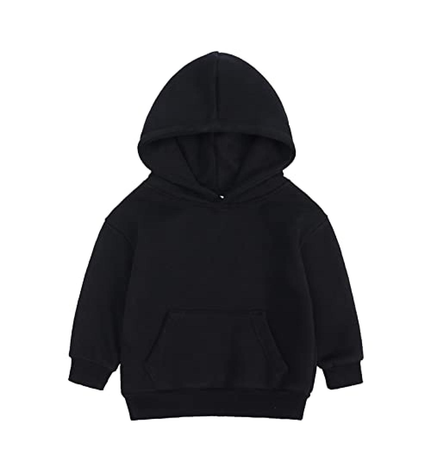 Kids Boy Girls Black Fleece Hoodie - Soft Winter Sweatshirt for 8-9 Years - Buy Online on GoSupps.com