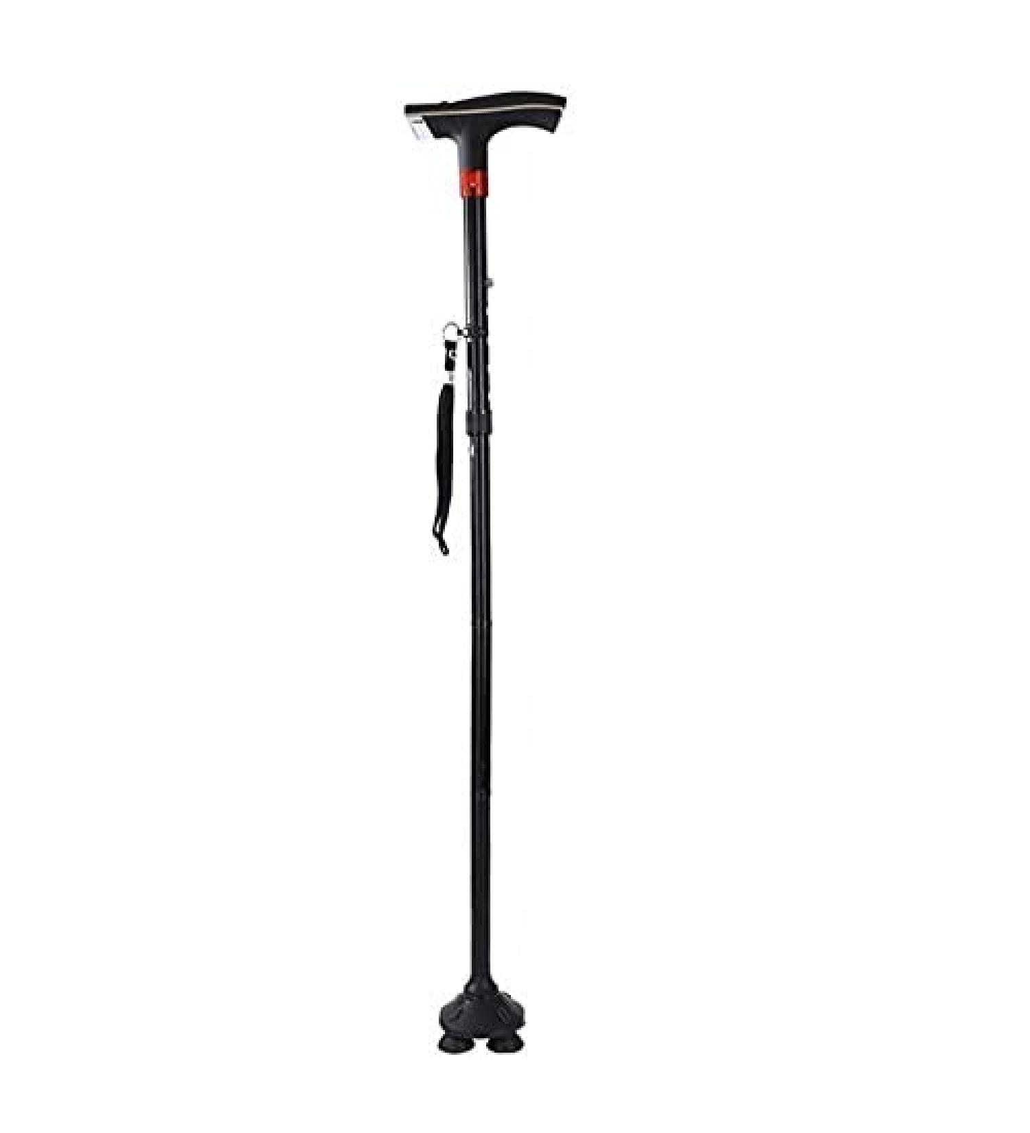 Walking Stick Elderly Folding Walking Cane Aluminum Support Crutches Telescopic Anti Slip Four Leg Adjustable Stick with LED Light SOS Alarm Bathing in Sunlight - Buy Online on GoSupps.com