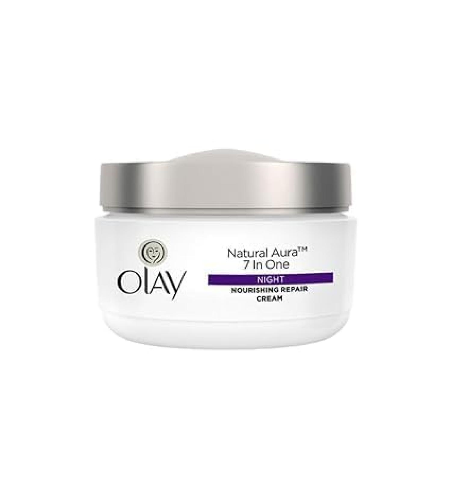 O.lay Natural Aura Night Cream - Nourishing Anti-Aging Moisturizer with Niacinamide & Vitamin E for All Skin Types | 50g - Buy Online on GoSupps.com