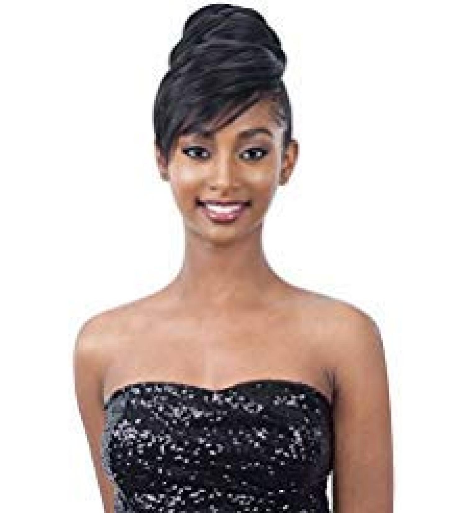 TWISTED BUN BANG (1B Off Black) - Freetress Equal Synthetic Bun & Swoop Side Bang