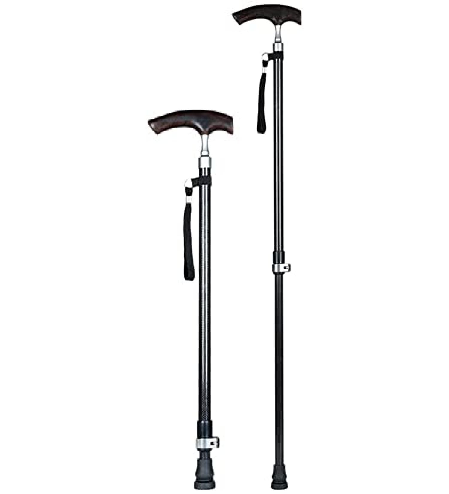 Walking Stick Walkers for Seniors Adjustable Walking Stick Lightweight Carbon Fiber Walking Cane with Wooden Handle Anti - Skid Crutches for Man and Woman rollator Walker Durable Mobility Aid - Buy Online on GoSupps.com