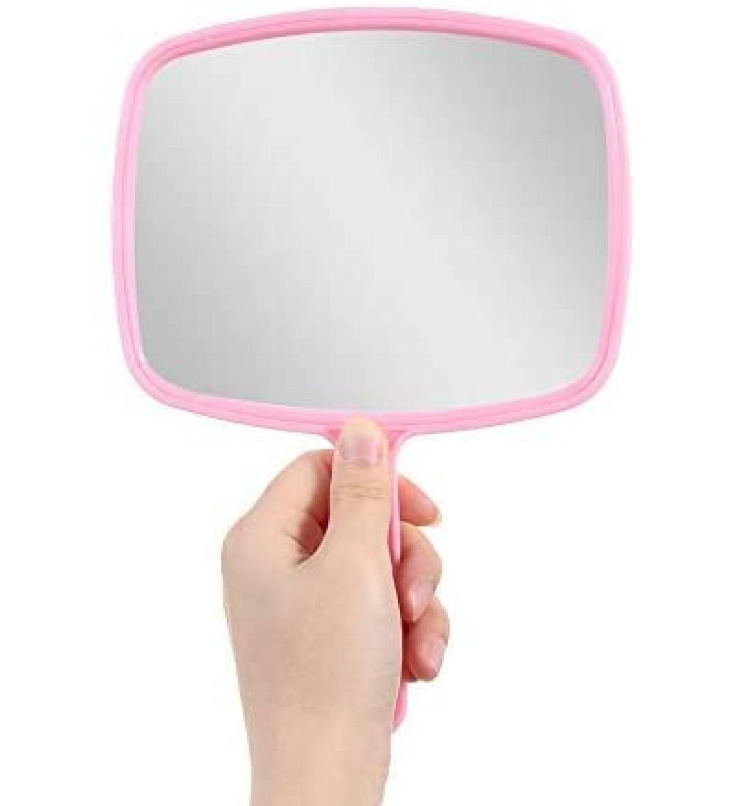 Nicole Fantini Professional Salon Hair Stylist Large Handheld Mirror - Wide Angle Barber Hairdressing Makeup Mirror Pink - Buy Online on GoSupps.com