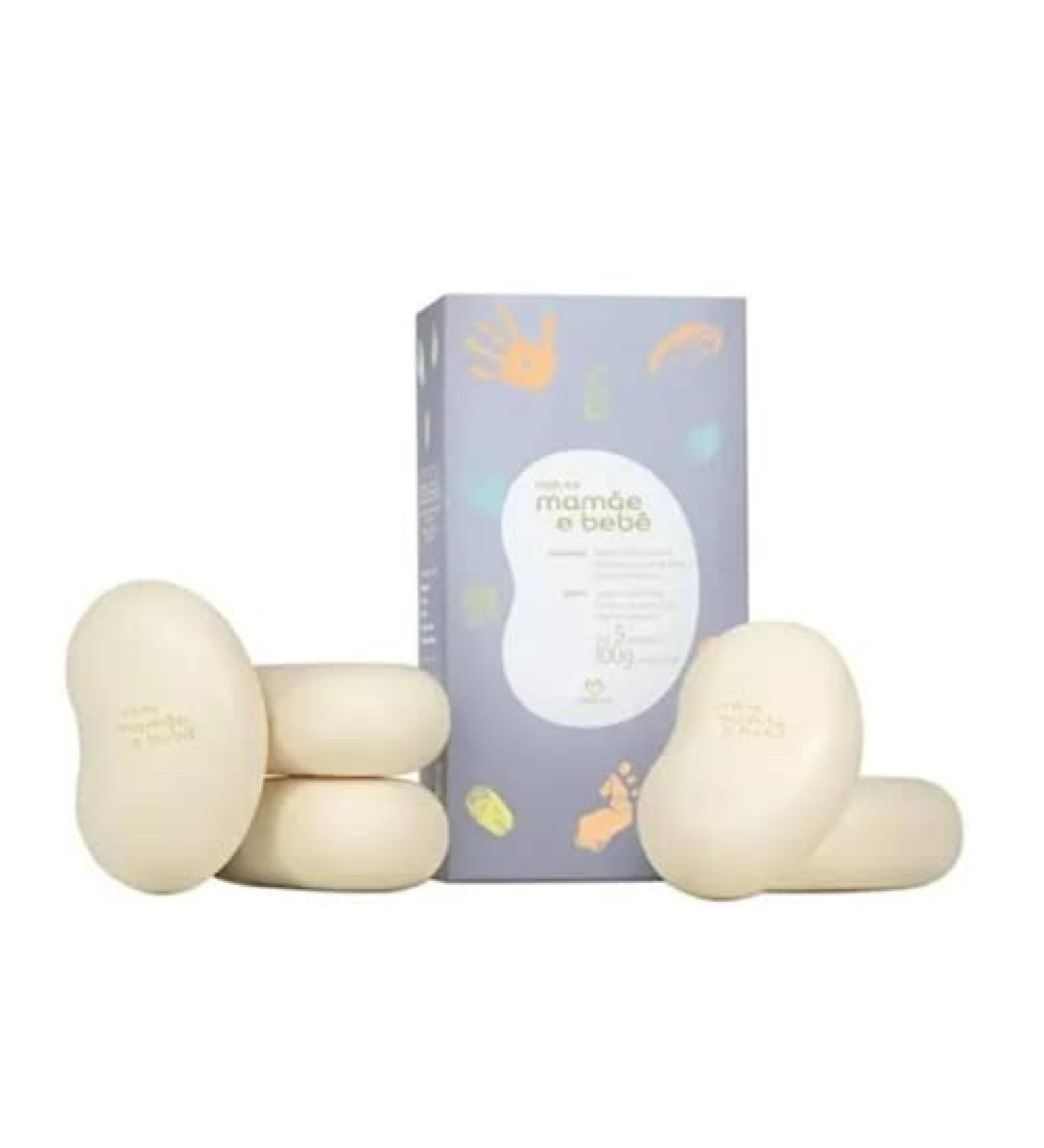 Natura - Linha Mamae e Bebe - Sabonete Relaxante em Barra Vegetal (5 x 100 Gr) - (Mom & Baby Collection - Relaxing Vegetable Bar Soap (5 x Net 3.17 Oz))