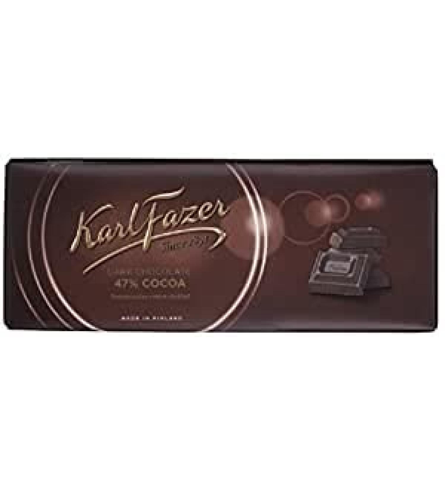 Fazer 4 bars of dark chocolate Karl Fazer cocoa 47% Finland by Fazer
