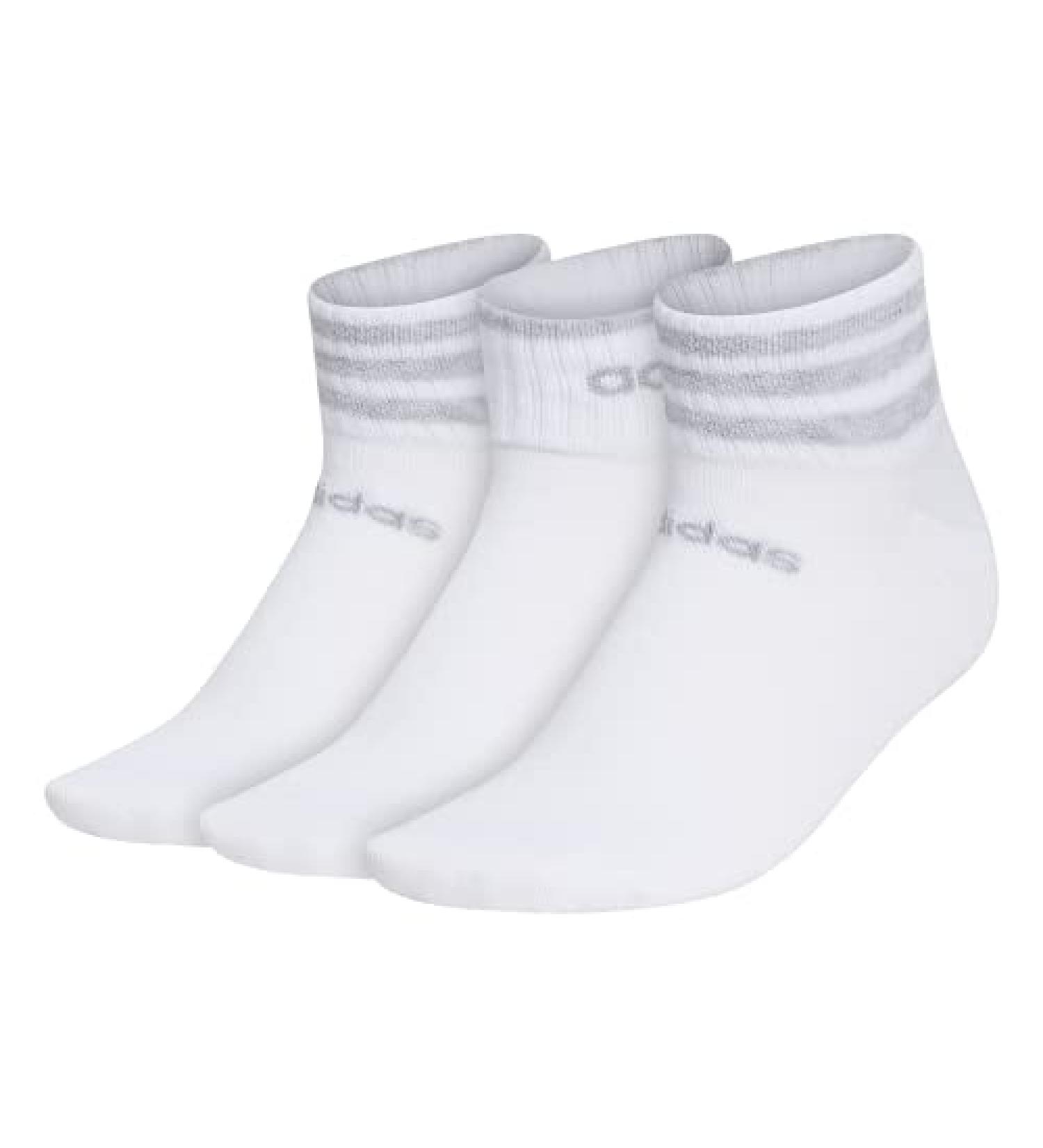 adidas Women's 3-Stripe Low Cut Socks 3-Pack - White/Cool Light Heather/Clear Onix Grey - Medium - Buy Online on GoSupps.com