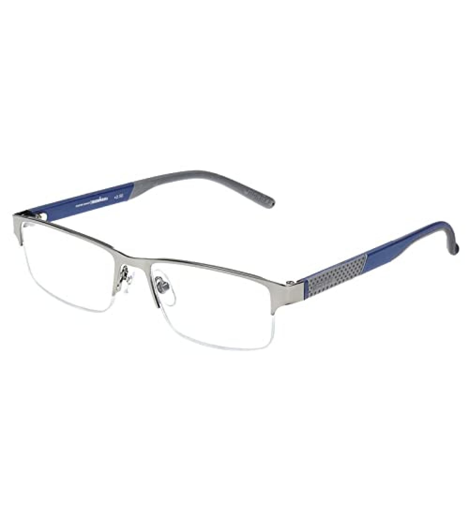 FosterGrant Ironman IronFlex IM1001 Men's Reading Glasses Semi Rimless Gun (Blue 1.75)