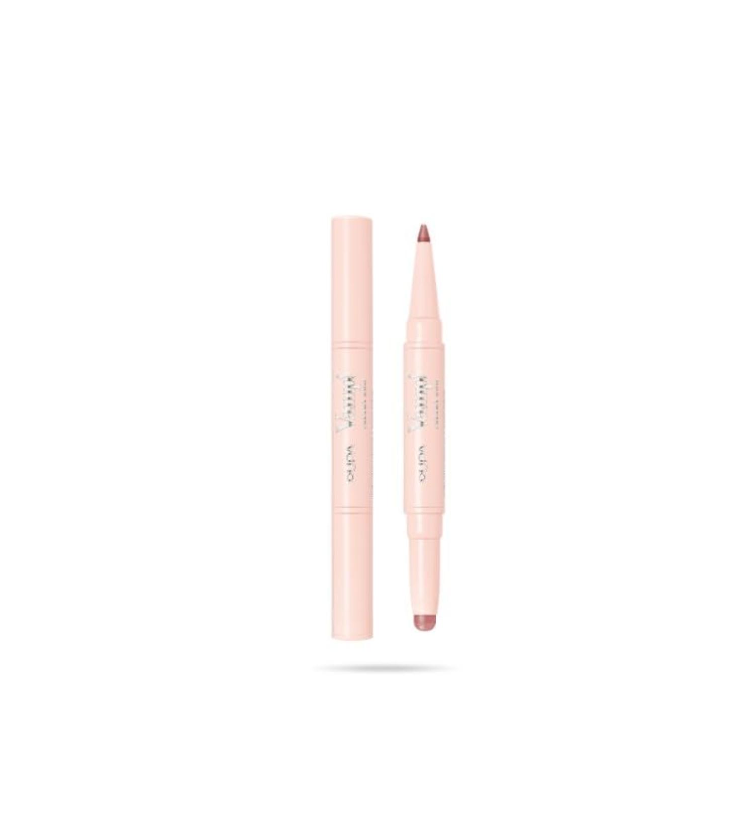 Pupa Lip Pencil Vamp! Creamy Duo 017 Timeless Rose Lip Pencil Contouring & Glossy Lipstick for Fuller, Plumper Lips - Available in 18 Color Variations