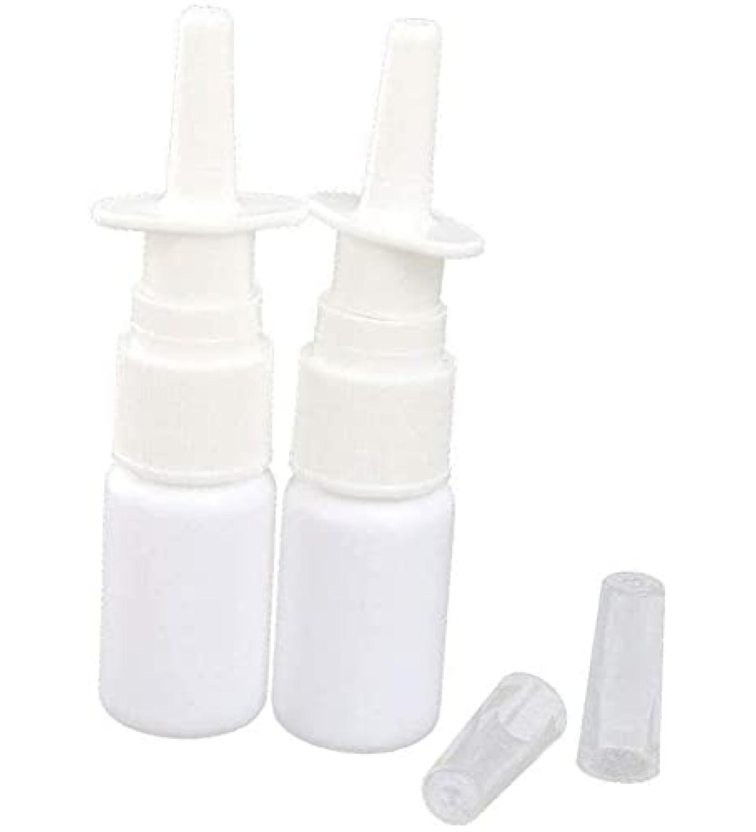 2pcs Empty Refillable White Plastic Nasal Spray Bottles - Medical Grade Pump Sprayer Vial for Saline Water Wash - Deft Design - Buy Online on GoSupps.com