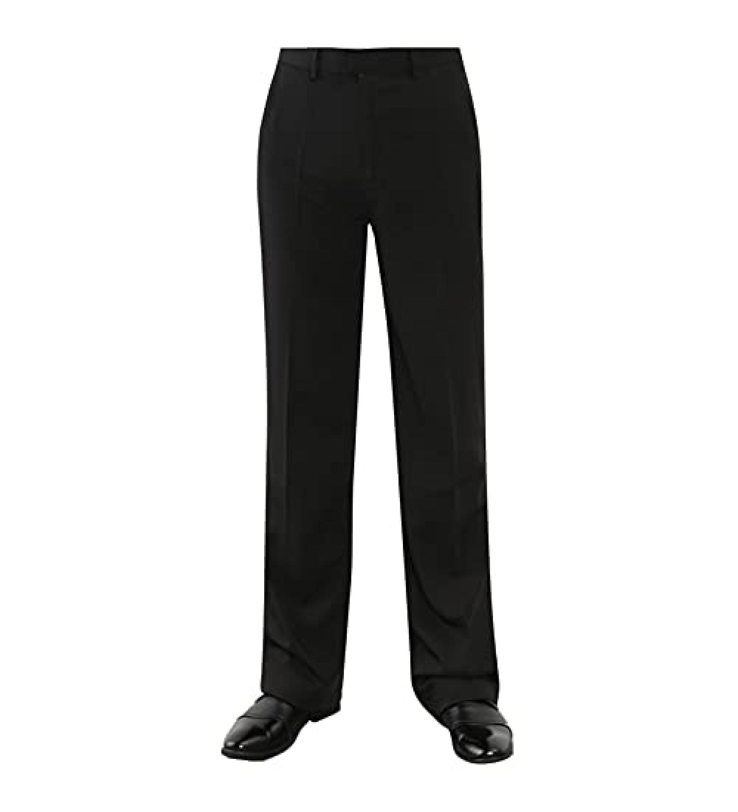 Hularka Men Adult Jazz Anti-Wrinkle Long Pants Tango Modern Dance Trousers Pants Competition Practice Black 36