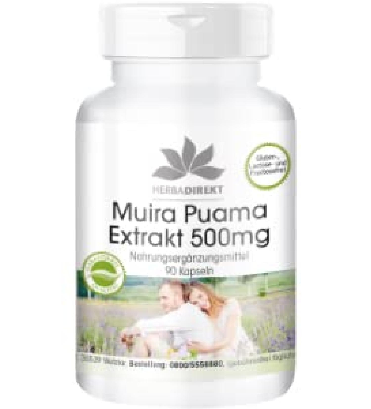 Muira Puama Extract Vegan 90 Capsules - Magnesium Stearate Free | HERBADIREKT by Warnke Vitalstoffe - Buy Online on GoSupps.com