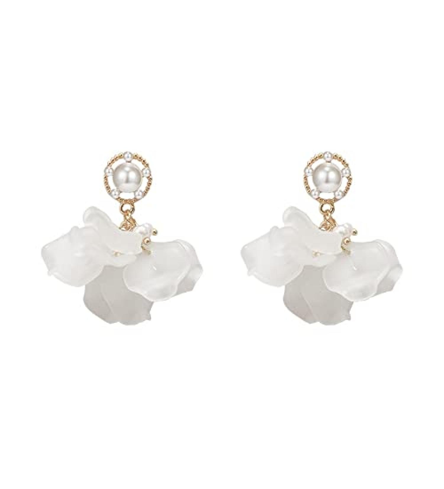 Fashion Earrings Flower Drop Earrings Ladies Fashion White Acrylic Pendant Earrings Christmas Party Banquet Earrings Jewelry Dainty Earrings Fashion Accessories - Buy Online on GoSupps.com