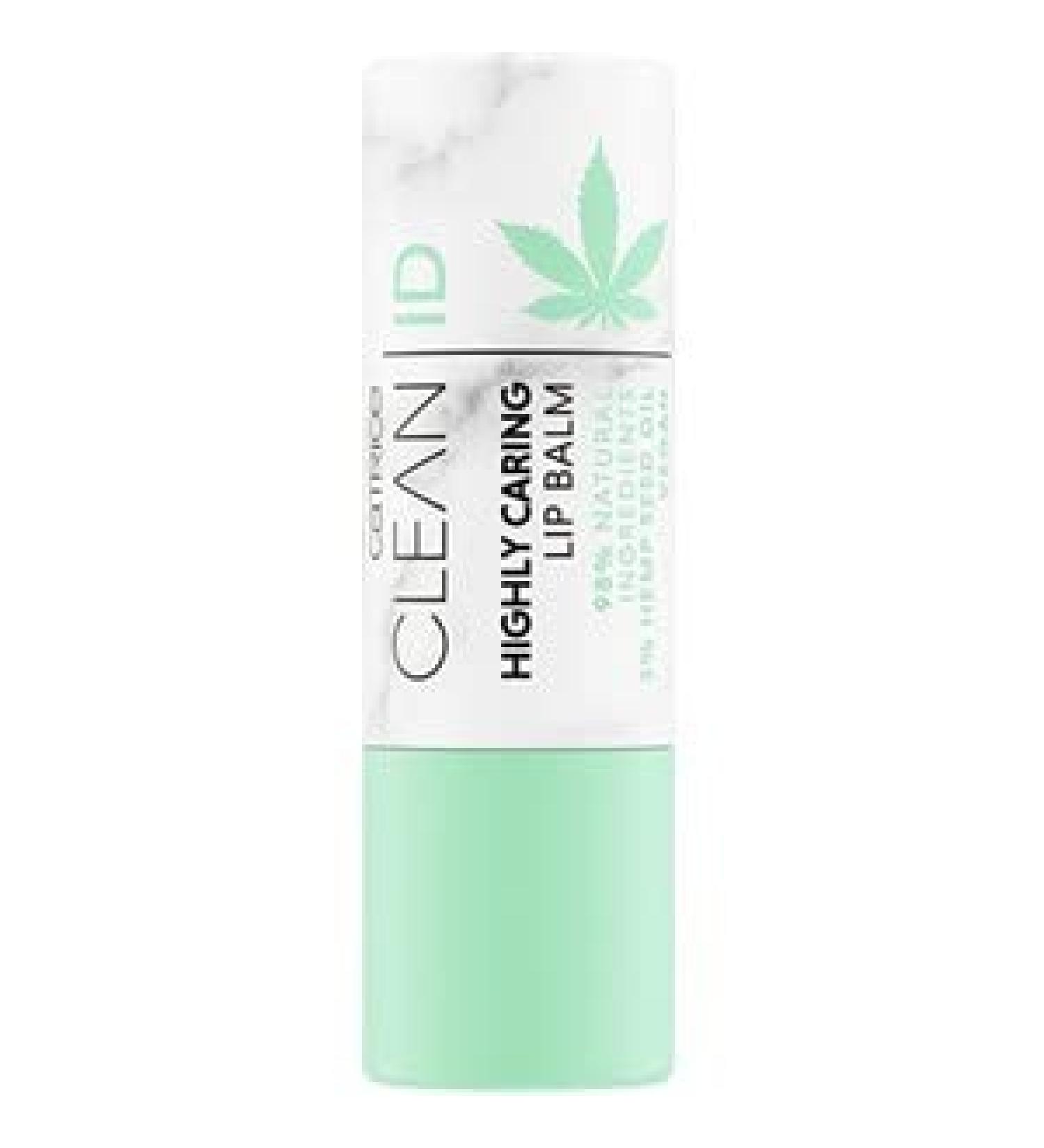 Catrice Clean ID Highly Caring Lip Balm 98% Natural Ingredients No. 010 High Standard Transparent Nourishing Smoothing with Oils Natural Vegan Alcohol Free (4.8 g)