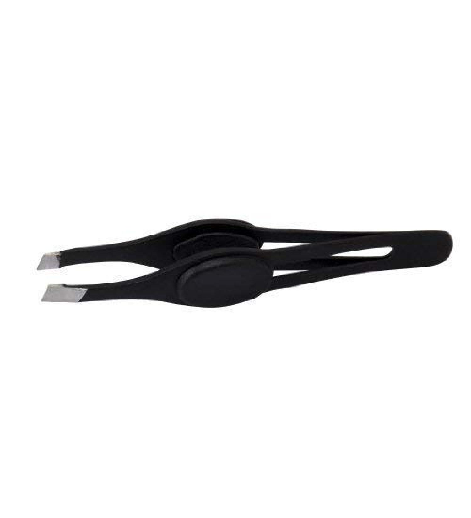 TWEEZERS - BLACK - finger rest - no slipping!! - surgical steel - hair plucking tweezers - 9.50cm - IG20413