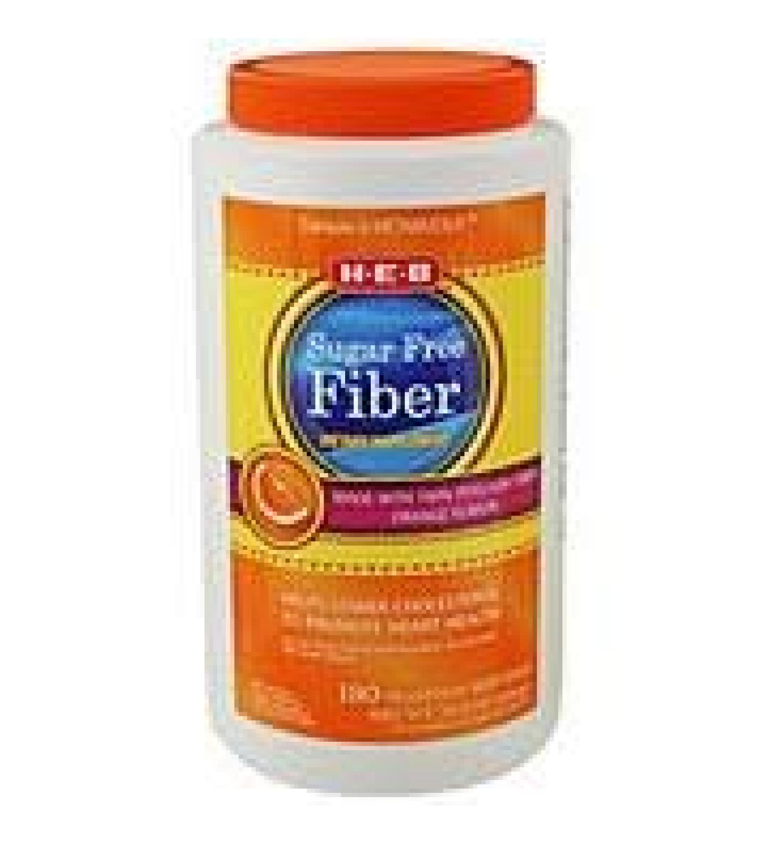 H E B Sugar Free Natural Fiber Dietary Supplement Orange 36.8 OZ(180 Teaspoon Servings)