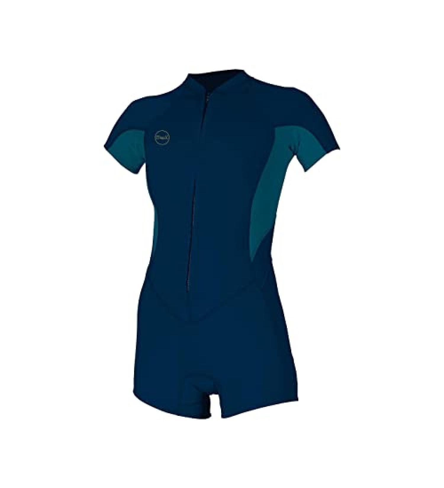 O'Neill Wetsuits Women's Bahia Full Zip Short Sleeve Spring ABYSS/FRNAVY/ABYSS 12