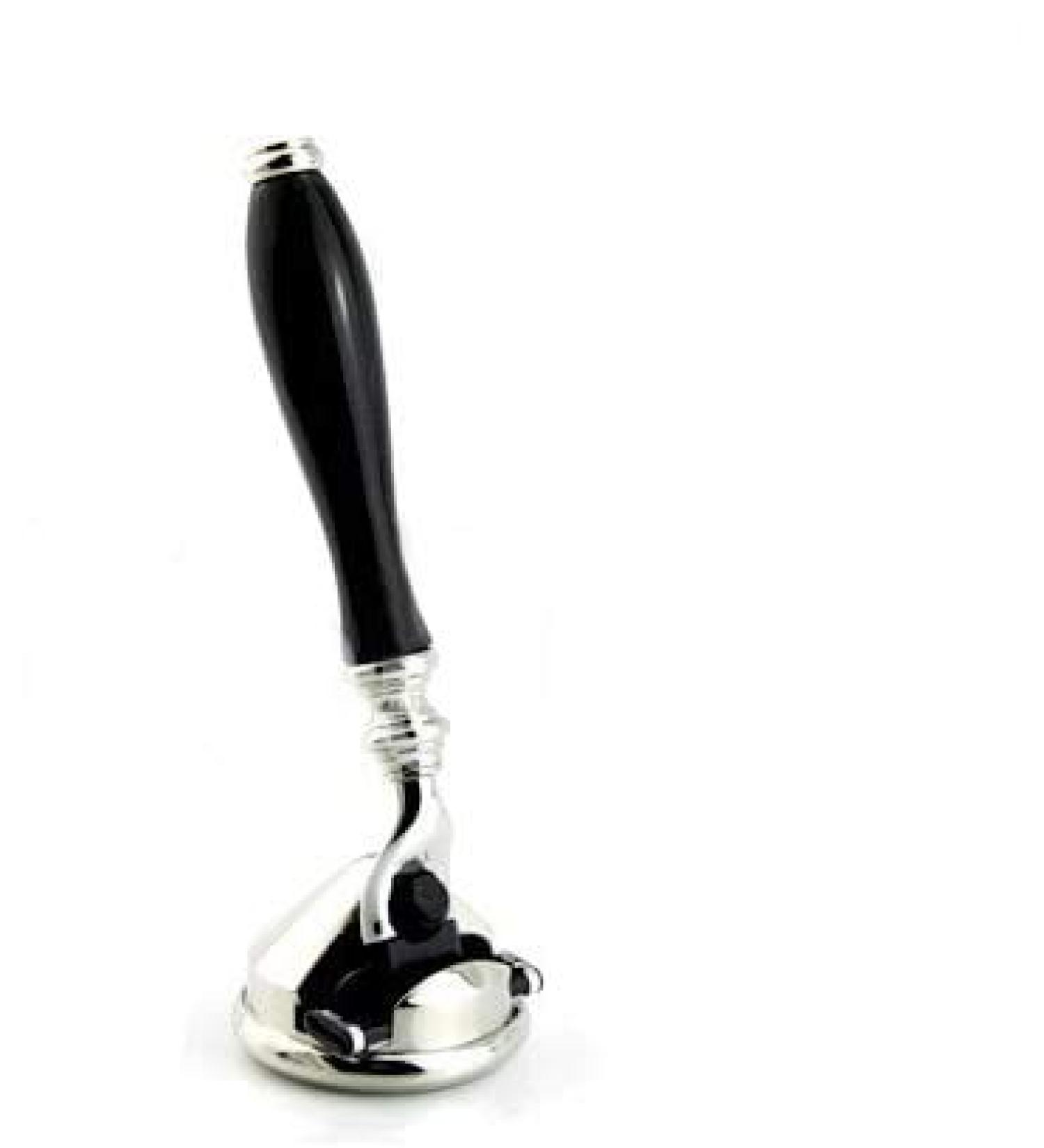 3-blade safety razor for men |Stainless steel razor holder/stand |Black designer razor handle