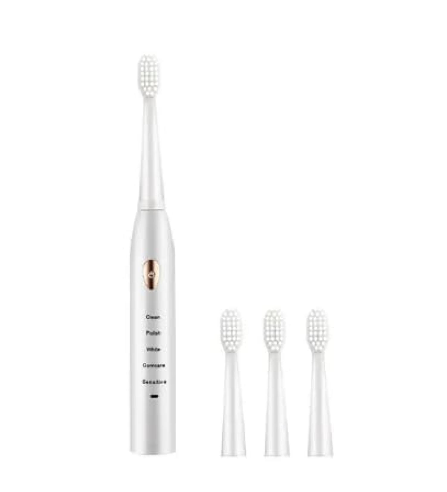 Buy Adult Black & White Classic Acoustic Electric Toothbrush - 5-Gear Mode USB Charging & IPX7 Waterproof | Global Shipping Available - Buy Online on GoSupps.com