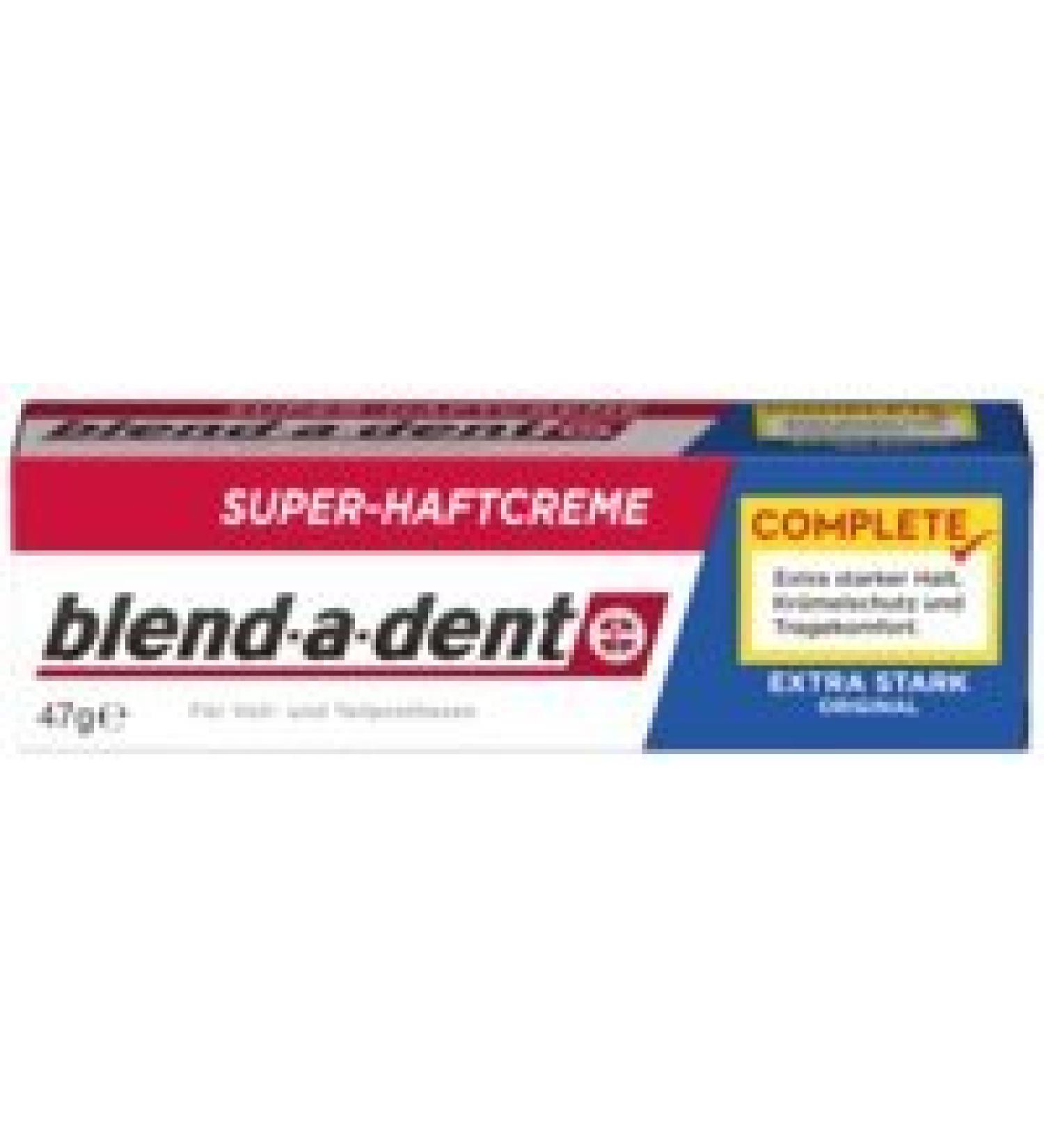 Blend-a-Dent Super Pregnation Cream Extra Original SPAR-Set 4x47g.Offers crumbly protection and carrying comfort.Neutral taste.For full and partial dentures.