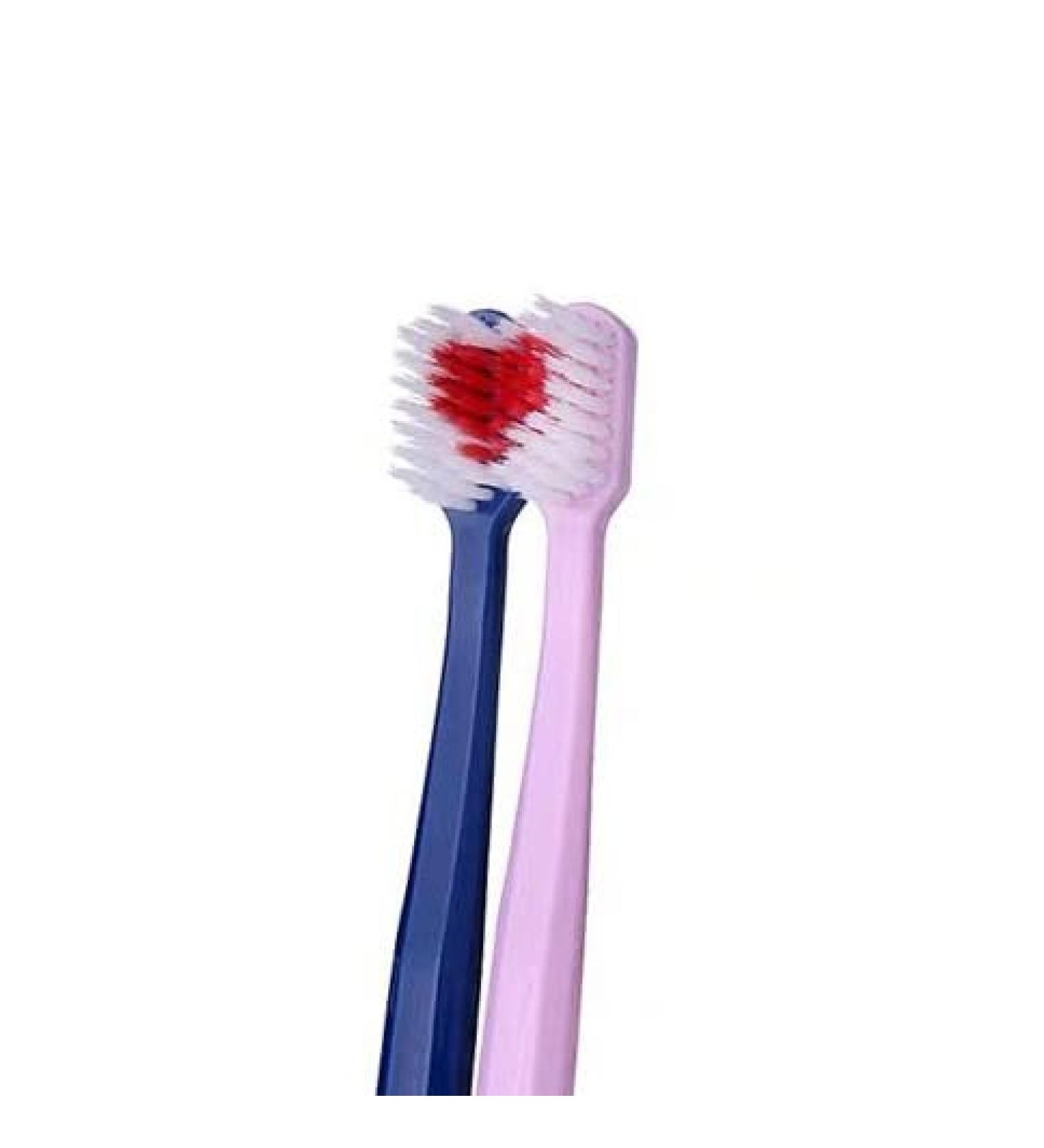 Solajun Couple Toothbrush Set - Heart-Shaped Soft Bristle Oral Brushes, Lover Gift (Blue/Pink) - Buy Online on GoSupps.com