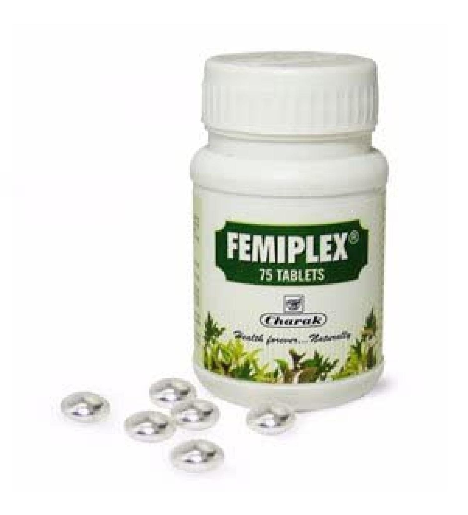 Buy 3 x Charak Femiplex (75 Tablets) - Silver Coated Natural Vaginal Astringent | International Shipping - Buy Online on GoSupps.com