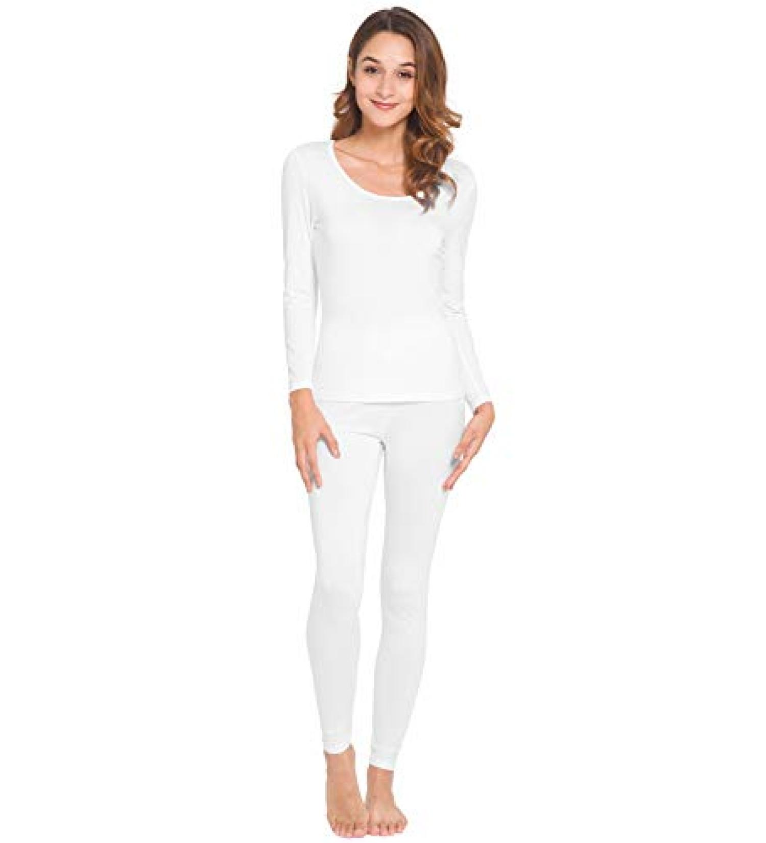 WiWi Women's Ultra Soft Bamboo Long Johns Set - Pure White - XX-Large - Buy Online on GoSupps.com