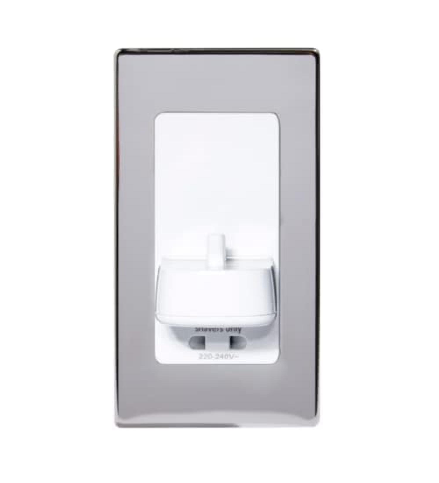 In-Wall Electrical Toothbrush Charger with Shaver Socket - PV12PS POLISHED STEEL