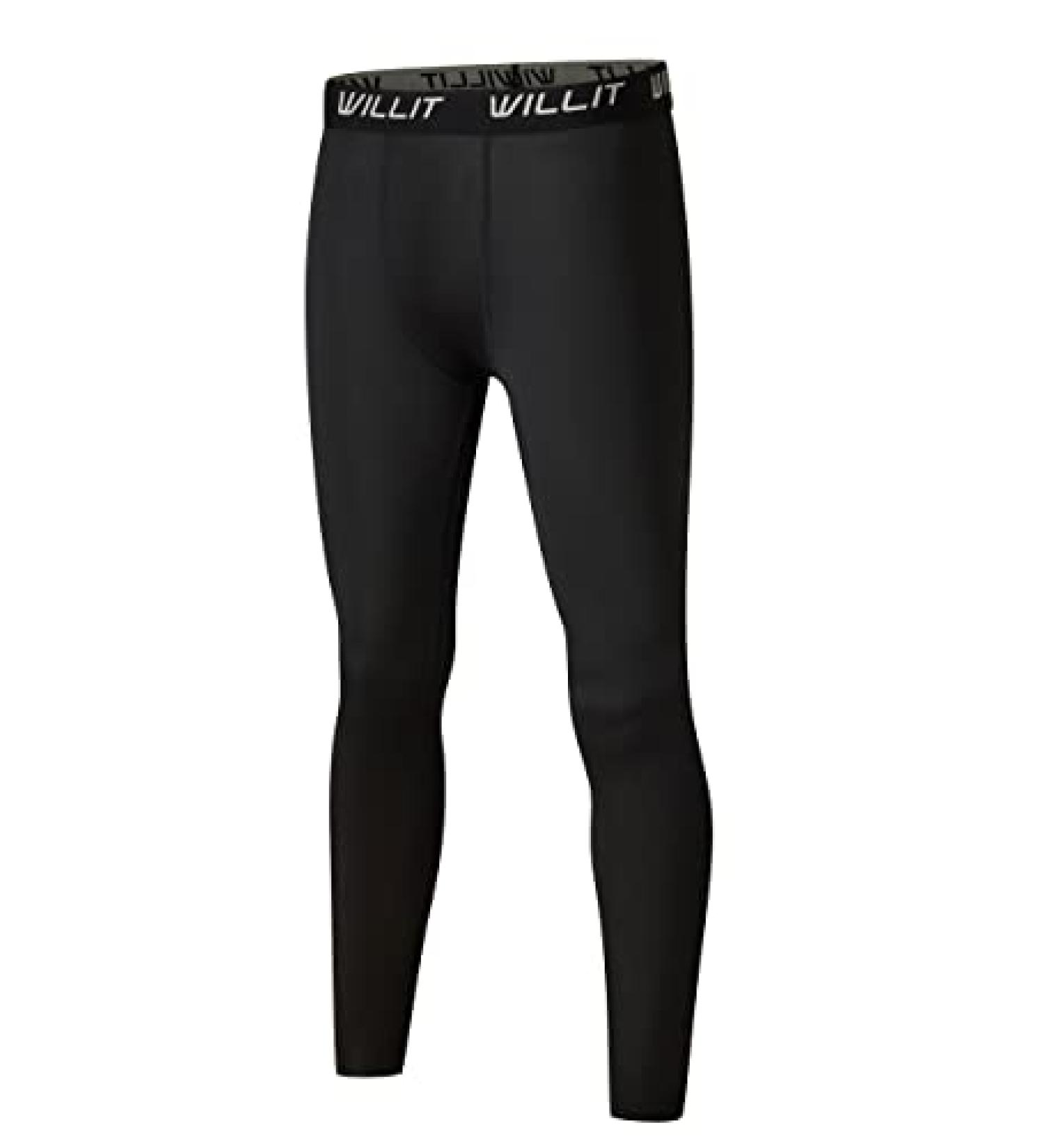 Willit Boys' Quick Dry Compression Basketball Leggings - Black, Medium | Youth Sports Tights & Base Layer - Buy Online on GoSupps.com
