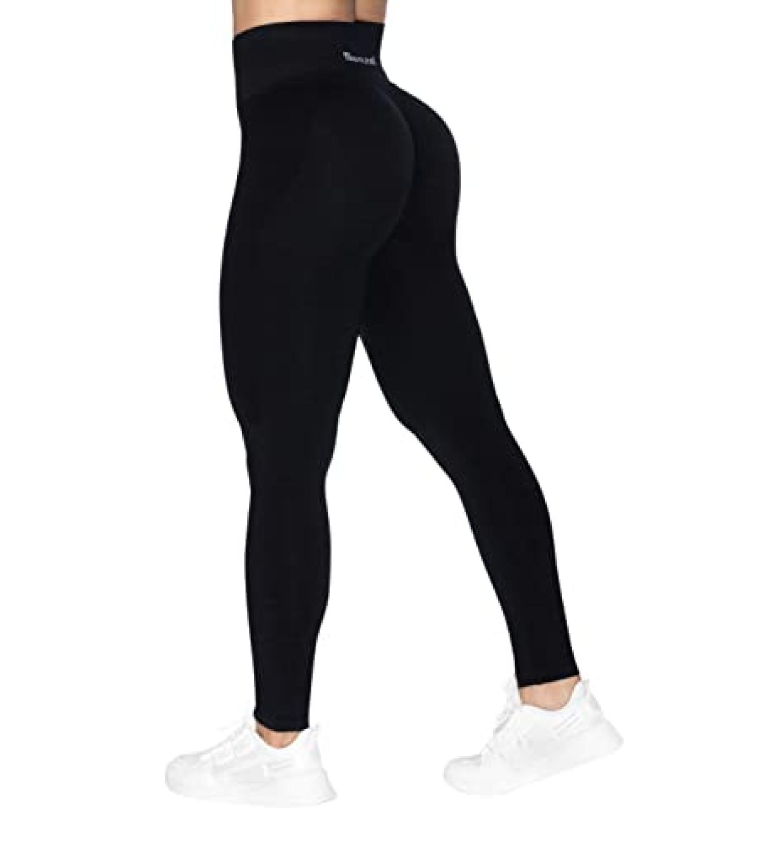 Sunzel Scrunch Butt Lifting Leggings - High Waisted Seamless Workout Yoga Pants in Medium Black - Buy Online on GoSupps.com