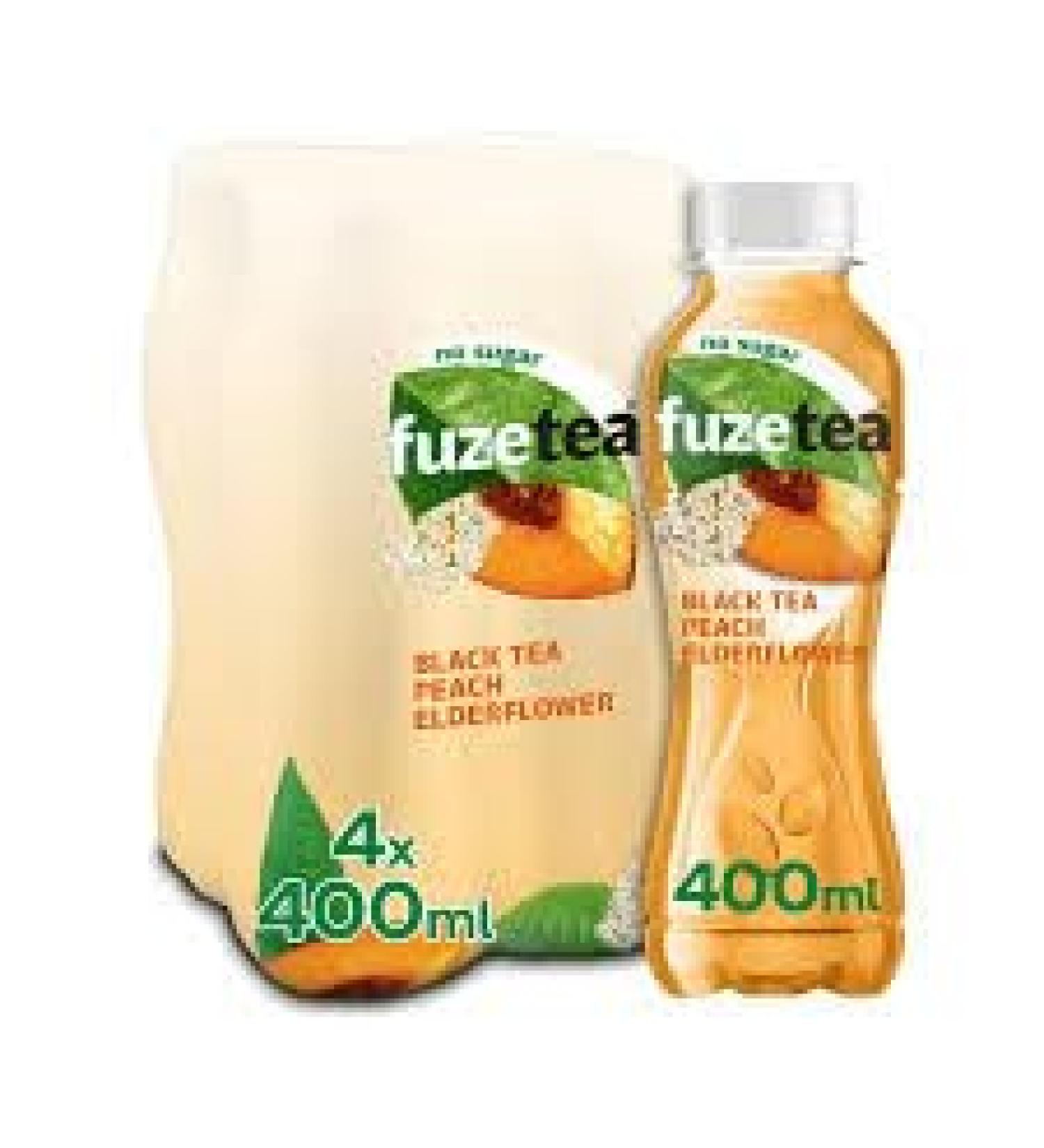 Fuze Tea Black Peach Elderflower no sugar PET 6x 400ml