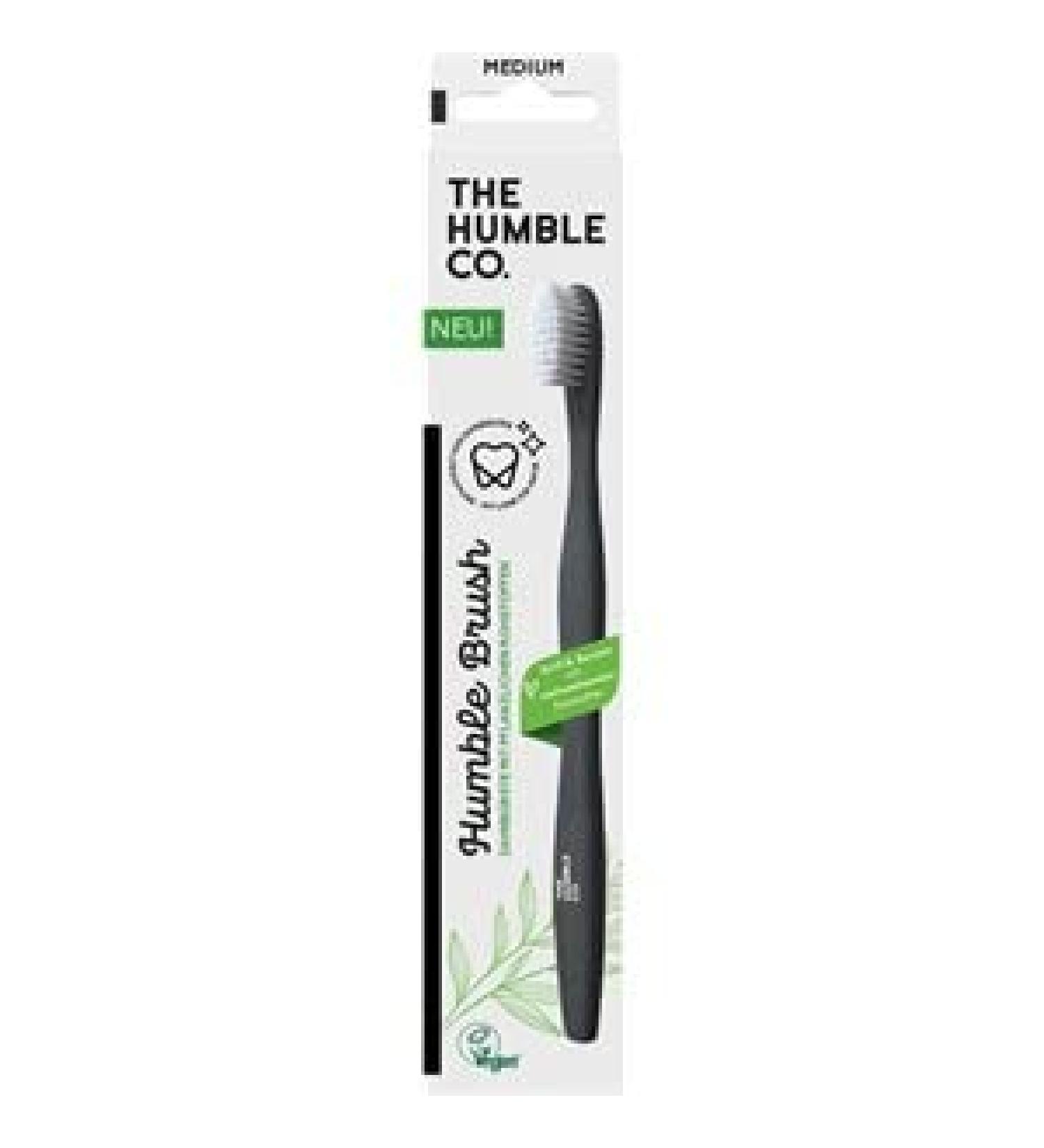 Humble Brush Corn Starch Toothbrush Black with White Bristles Medium Vegan
