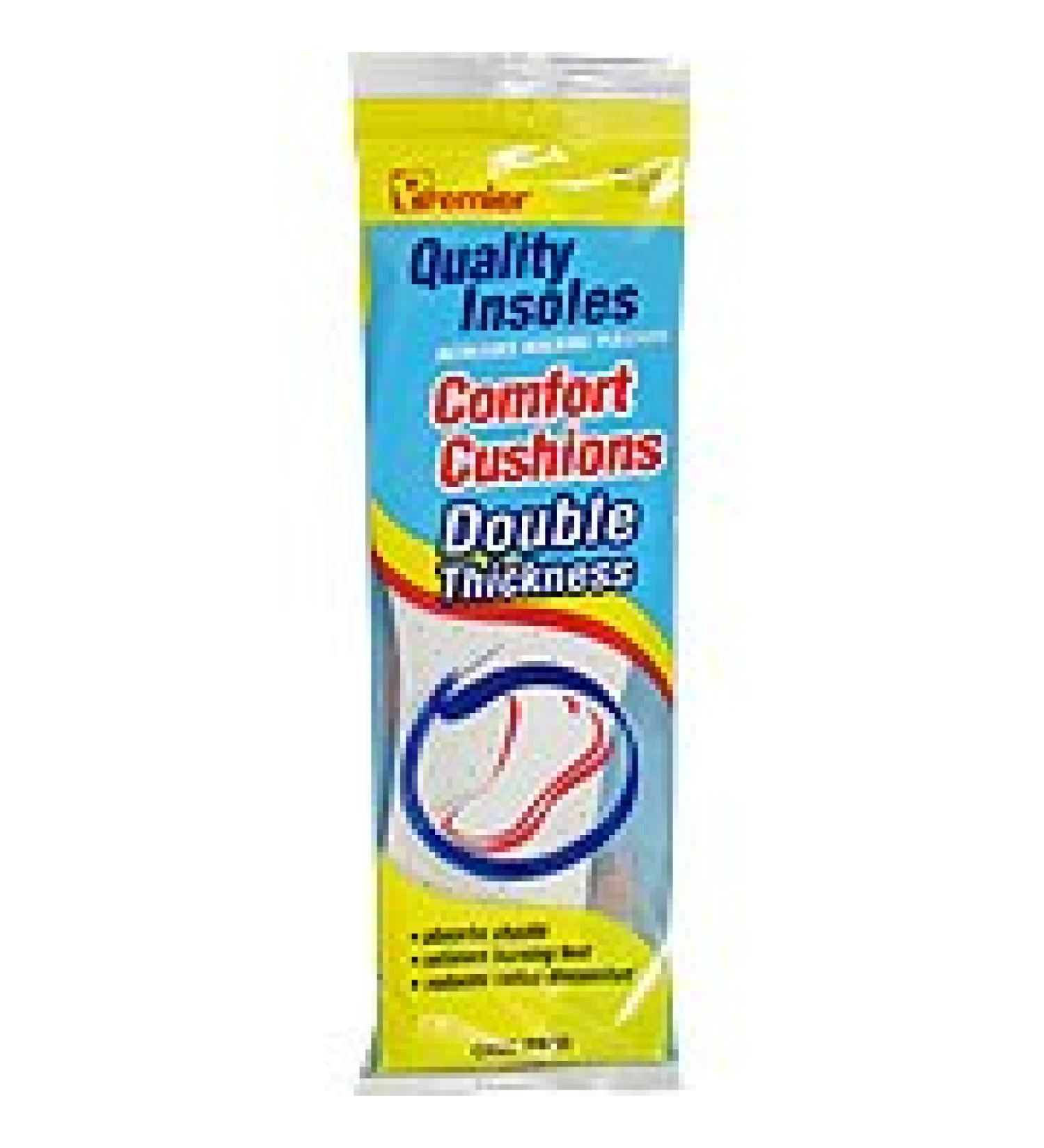 Comfort Cushions Double Thickness Insoles - Men's Size 11-12  One Pair (Premier Brands) Mens 11-12