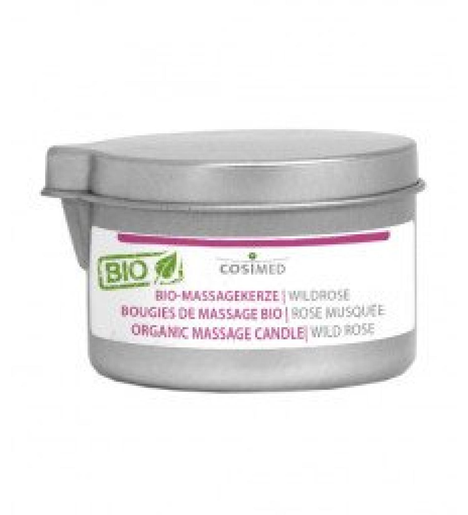 cosiMed organic massage candle wild rose | with beeswax coconut oil & aloe vera | 1x can 80g
