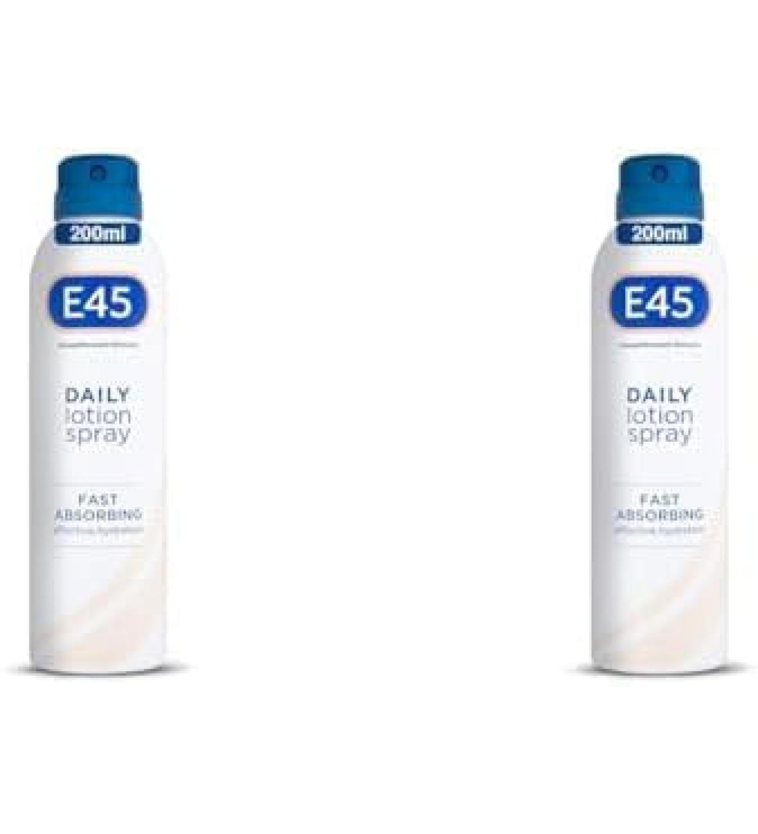 E45 Spray Moisturiser 200 ml - Daily Lotion Moisturiser Spray for Dry Sensitive Skin - Fast Absorbing Body Lotion Spray Moisturiser for Soft Skin and Lasting Hydration Suitable for Eczema Prone Skin - Buy Online on GoSupps.com